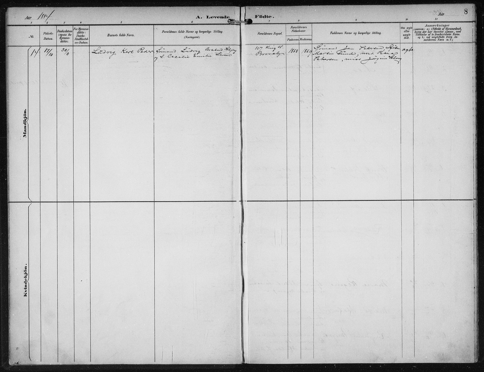 Den norske sjømannsmisjon i utlandet/New York, SAB/SAB/PA-0110/H/Ha/L0004: Ministerialbok nr. A 4, 1893-1901, s. 8