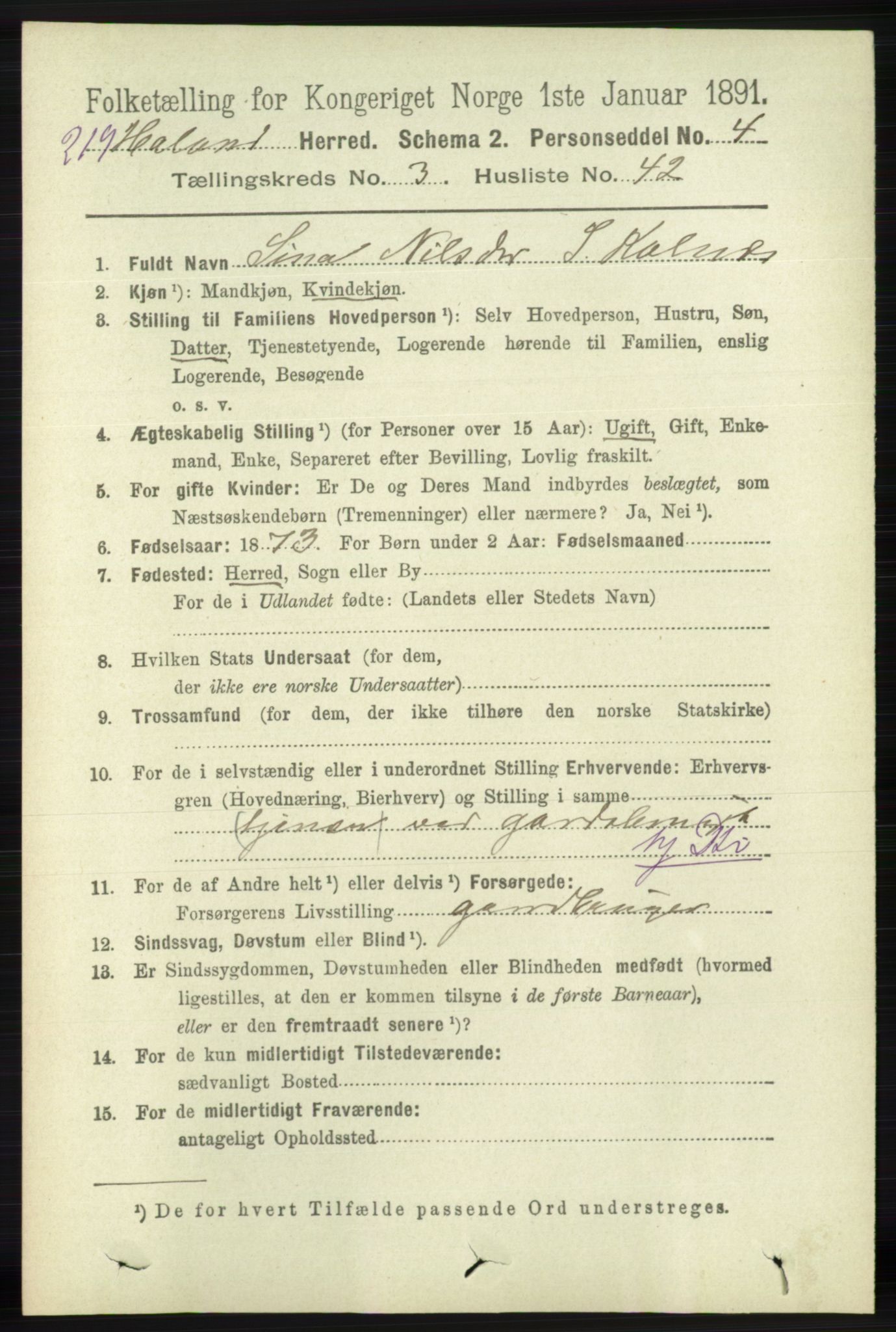 RA, Folketelling 1891 for 1124 Haaland herred, 1891, s. 1961