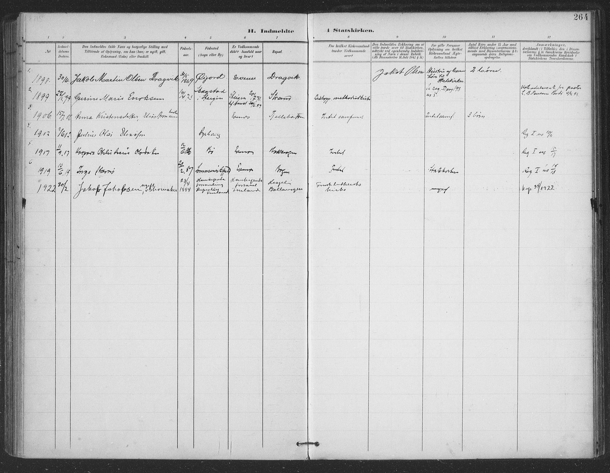 Ministerialprotokoller, klokkerbøker og fødselsregistre - Nordland, AV/SAT-A-1459/863/L0899: Ministerialbok nr. 863A11, 1897-1906, s. 264