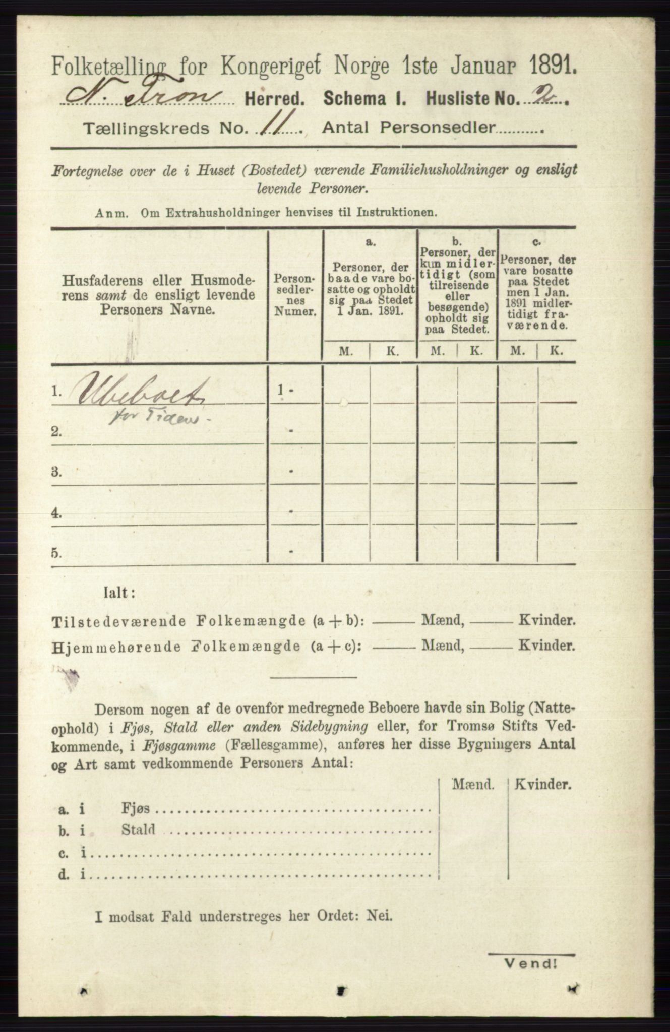 RA, Folketelling 1891 for 0518 Nord-Fron herred, 1891, s. 4782