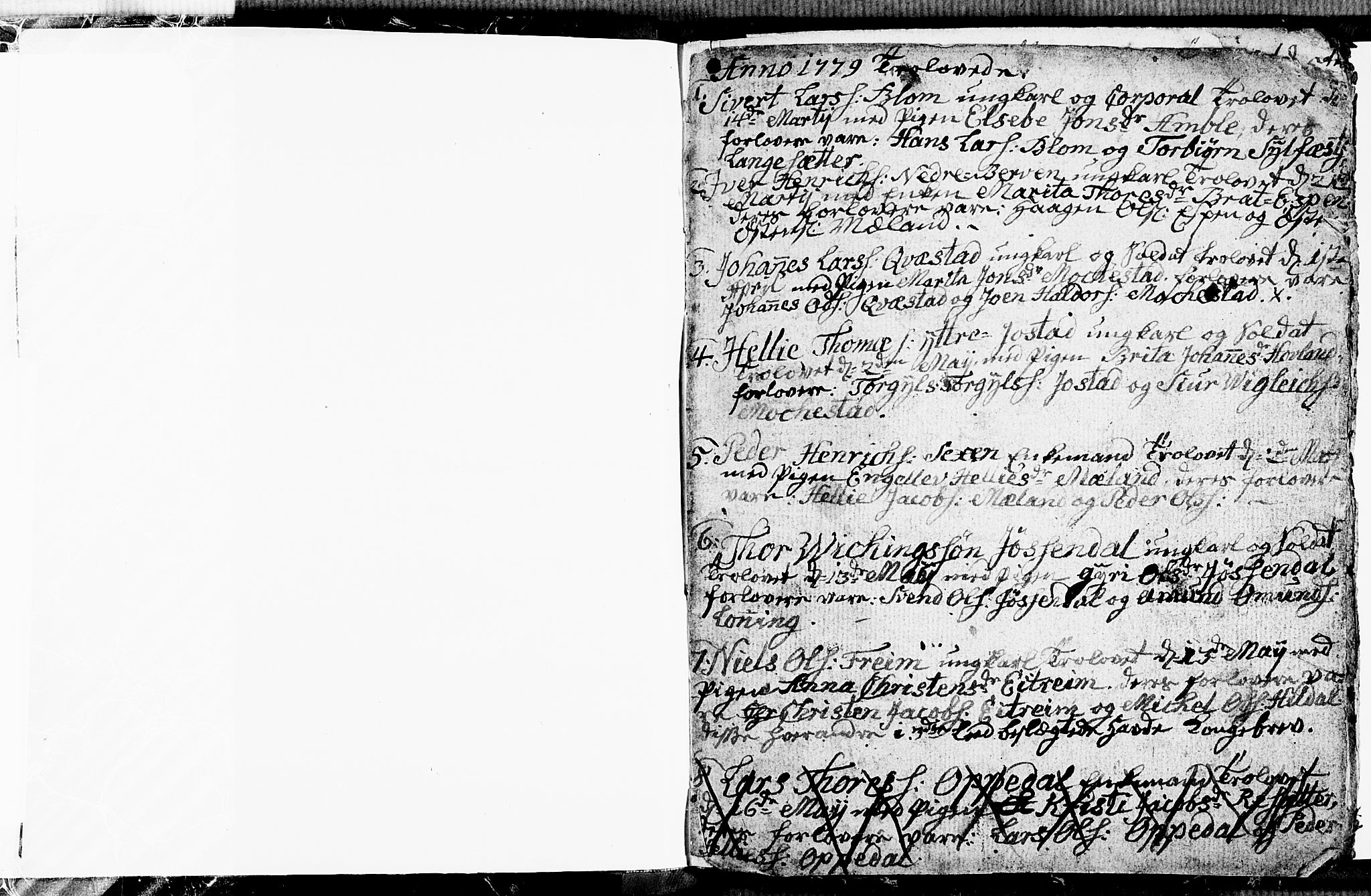 Ullensvang sokneprestembete, SAB/A-78701/H/Hab: Klokkerbok nr. A 1, 1779-1786, s. 1
