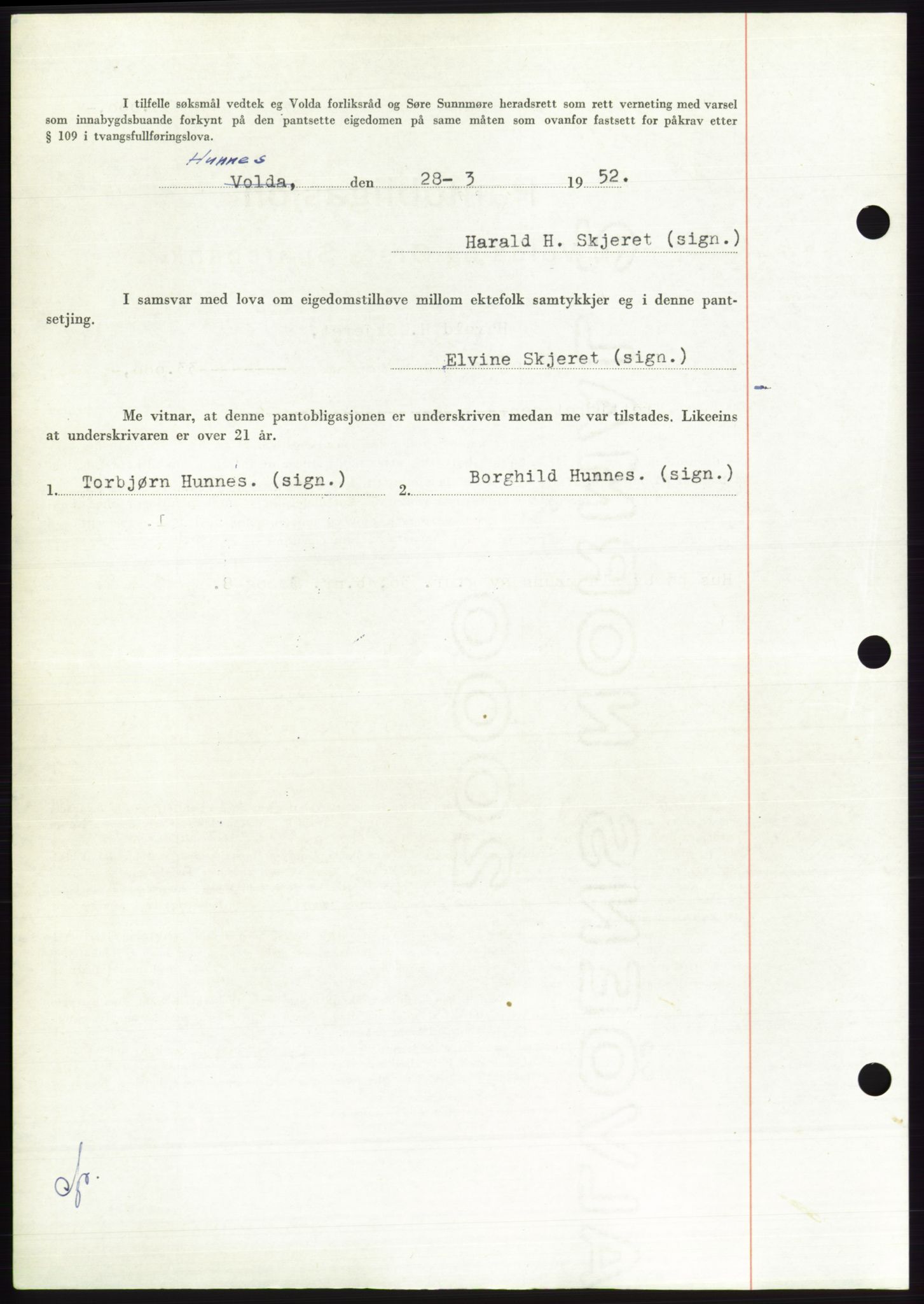 Søre Sunnmøre sorenskriveri, AV/SAT-A-4122/1/2/2C/L0121: Pantebok nr. 9B, 1951-1952, Dagboknr: 554/1952