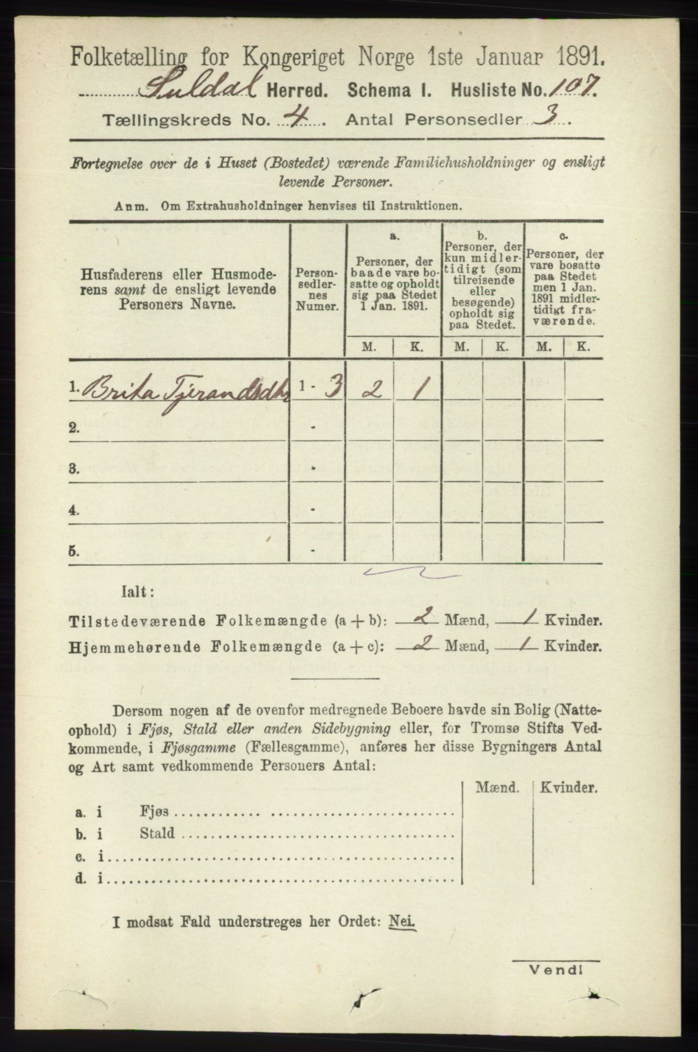 RA, Folketelling 1891 for 1134 Suldal herred, 1891, s. 863