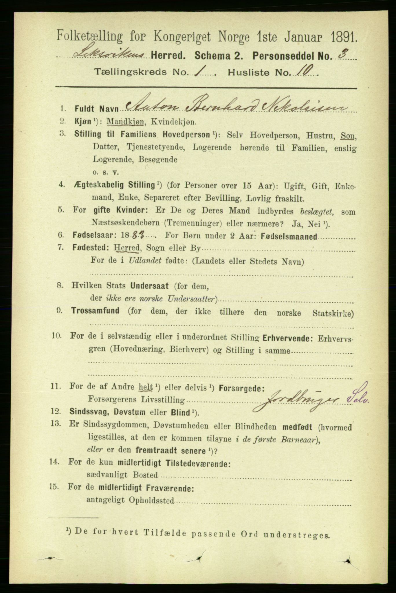 RA, Folketelling 1891 for 1718 Leksvik herred, 1891, s. 183