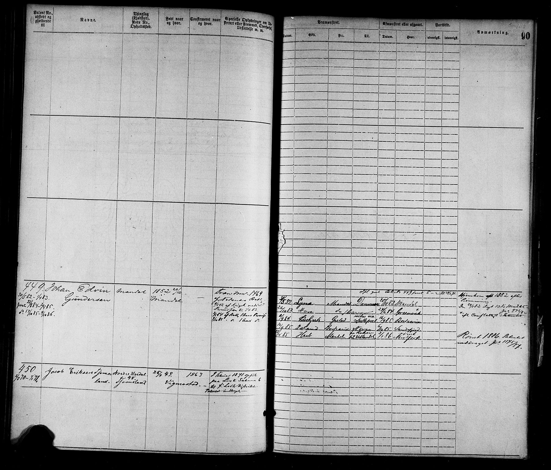 Mandal mønstringskrets, SAK/2031-0016/F/Fa/L0001: Annotasjonsrulle nr 1-1920 med register, L-3, 1869-1881, s. 118