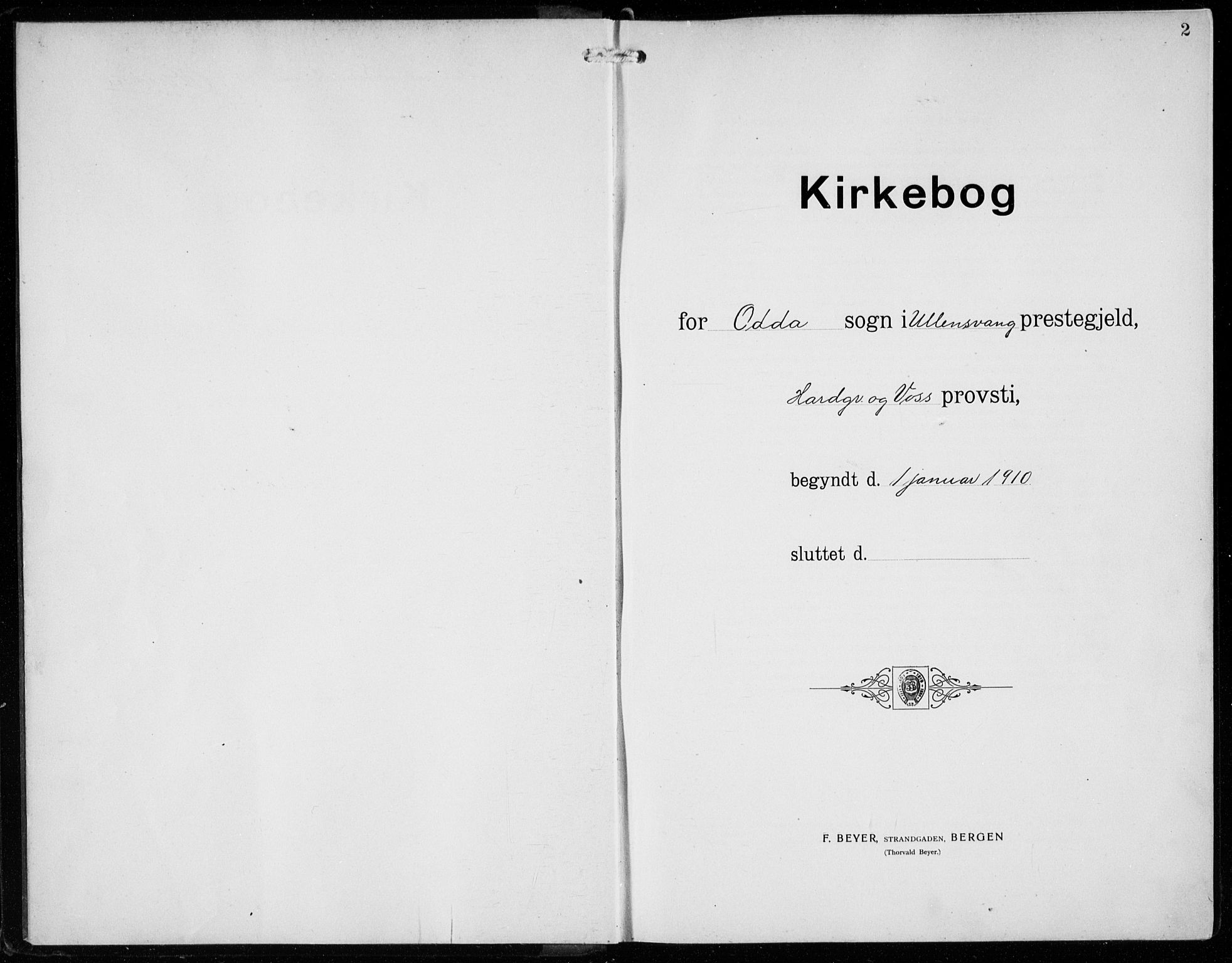 Odda Sokneprestembete, AV/SAB-A-77201/H/Hab: Klokkerbok nr. B  2, 1910-1923, s. 2