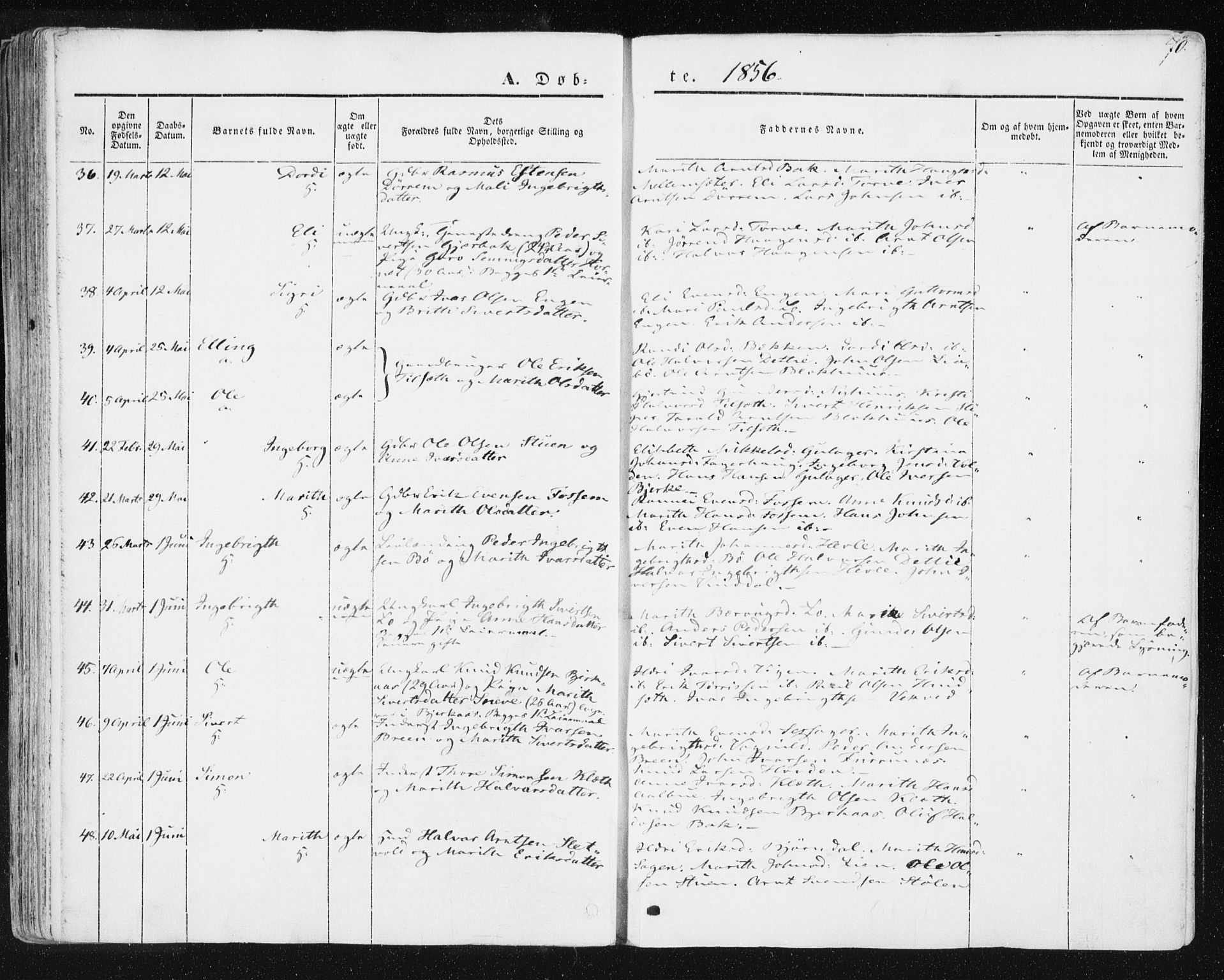 Ministerialprotokoller, klokkerbøker og fødselsregistre - Sør-Trøndelag, SAT/A-1456/678/L0899: Ministerialbok nr. 678A08, 1848-1872, s. 70