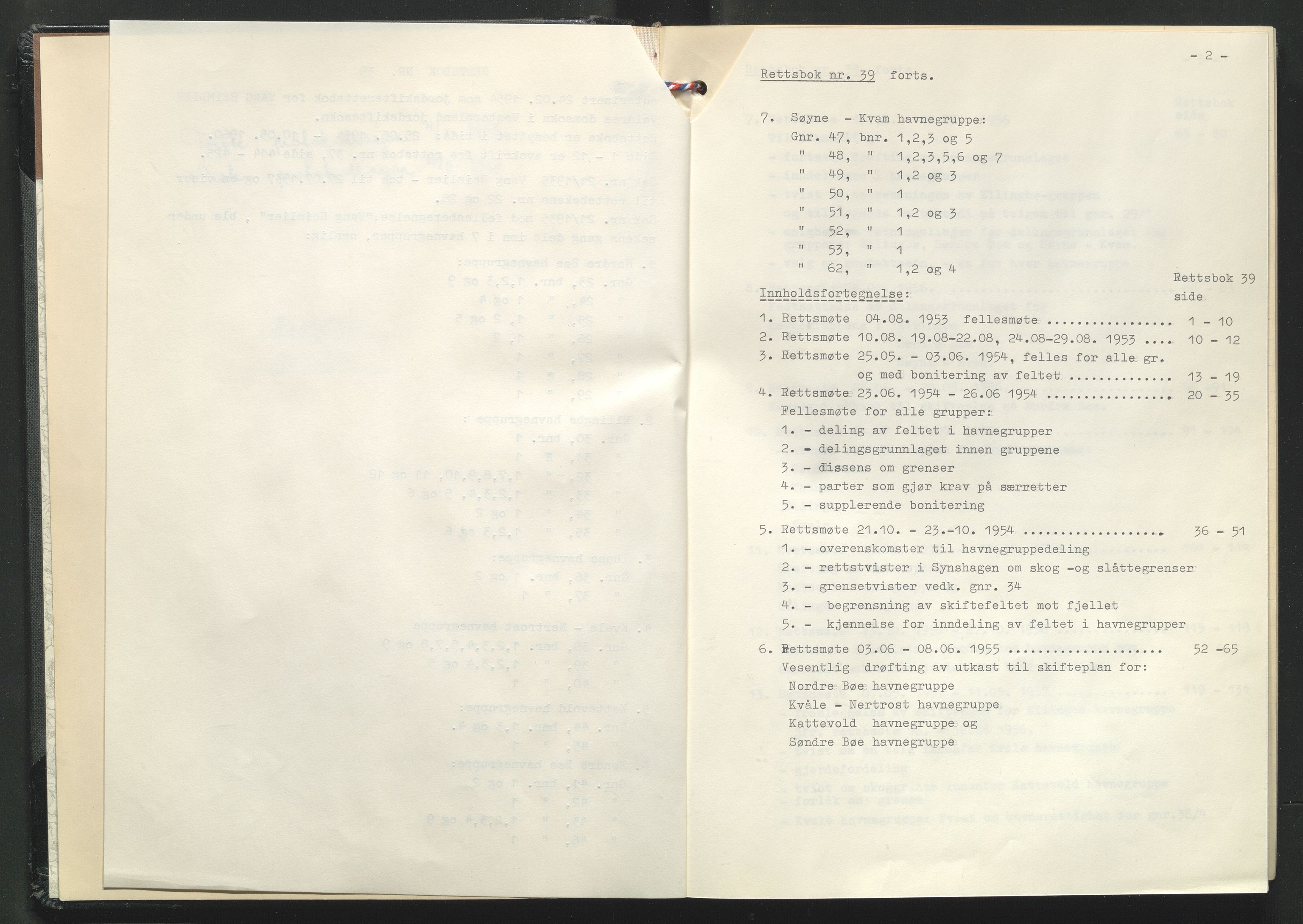 Valdres jordskifterett, SAH/JORDSKIFTEO-003/G/Ga/L0003/0001: Rettsbøker / Rettsbok - protokoll nr. 39, 1953-1960, s. 4