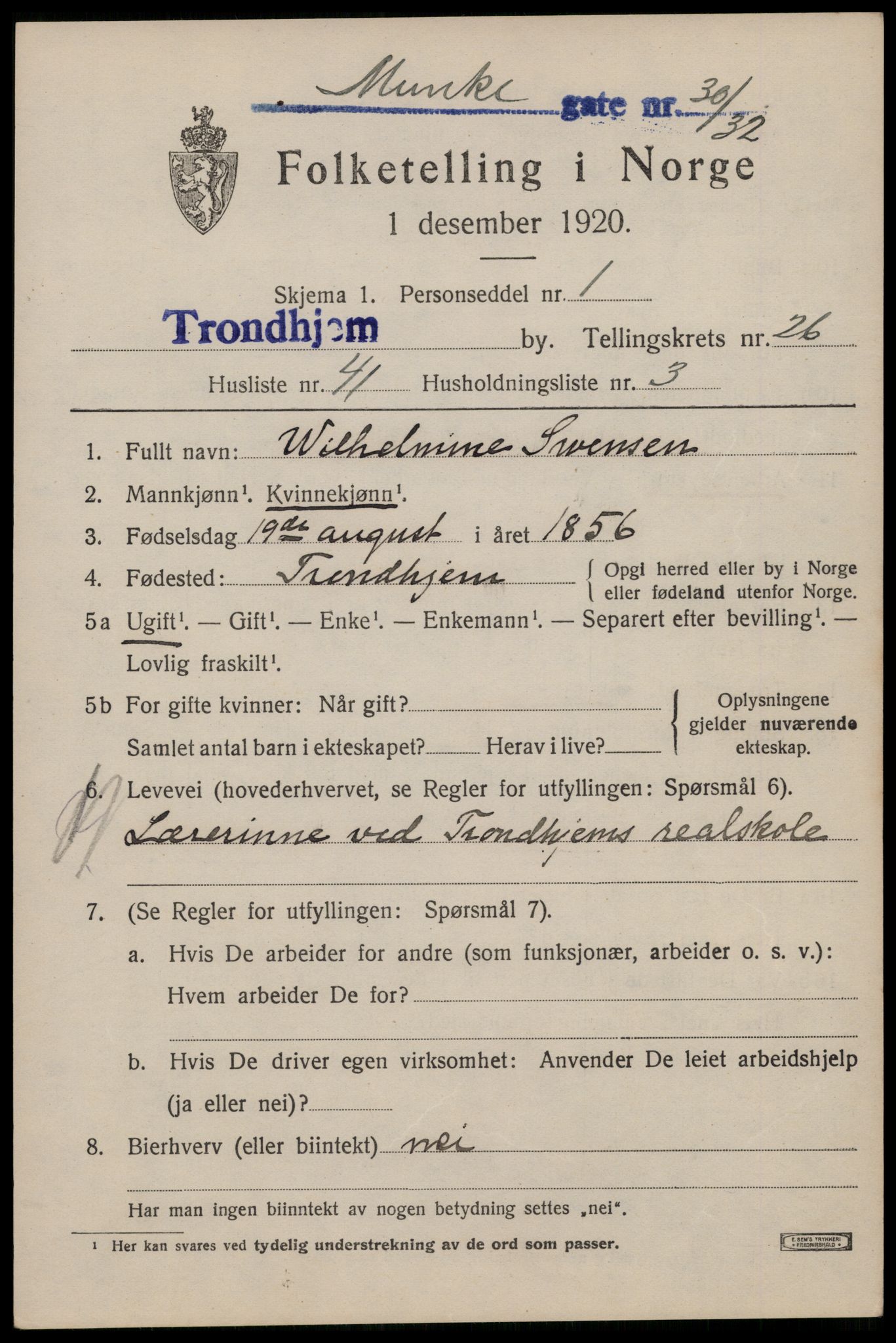 SAT, Folketelling 1920 for 1601 Trondheim kjøpstad, 1920, s. 67428