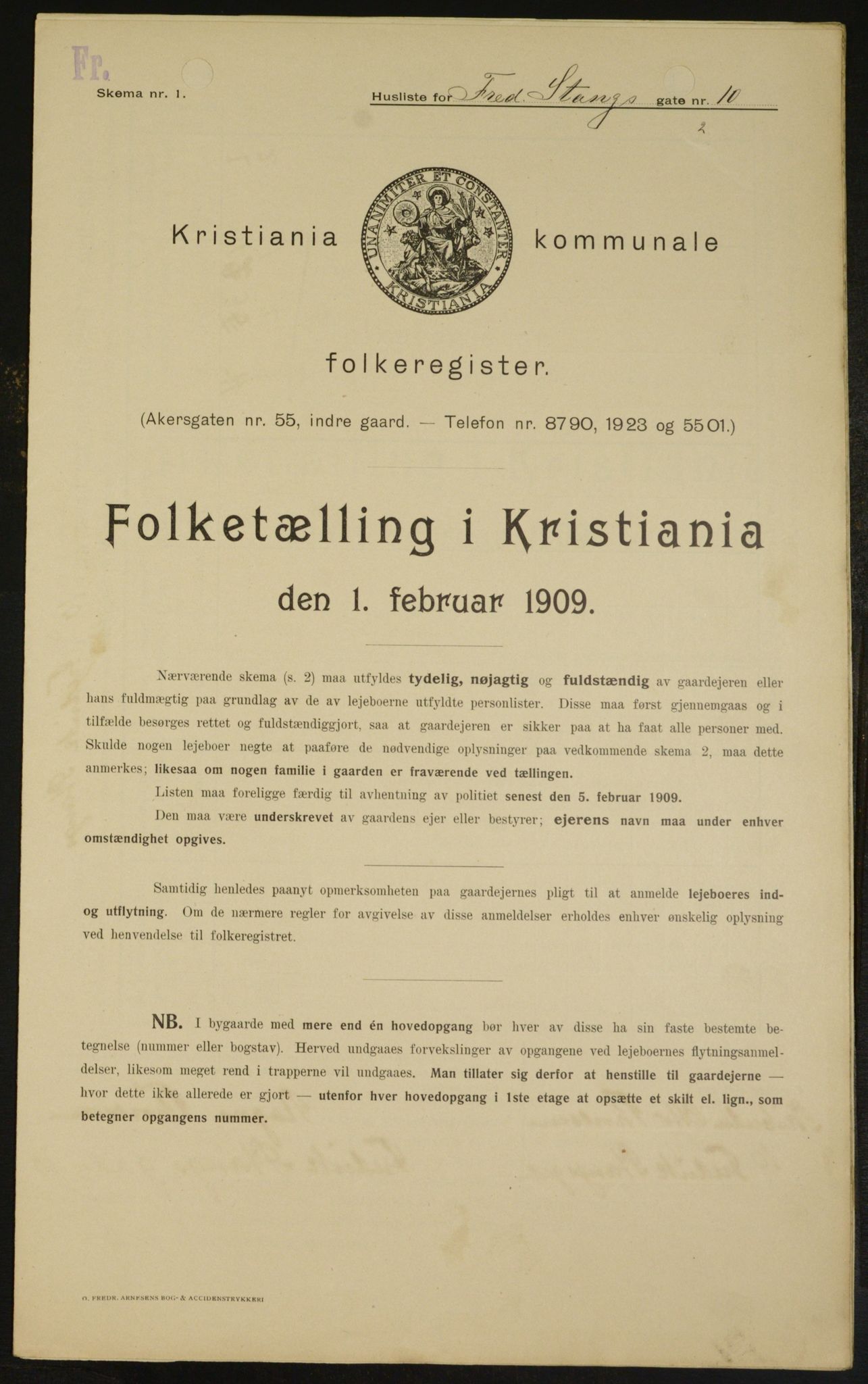 OBA, Kommunal folketelling 1.2.1909 for Kristiania kjøpstad, 1909, s. 24107