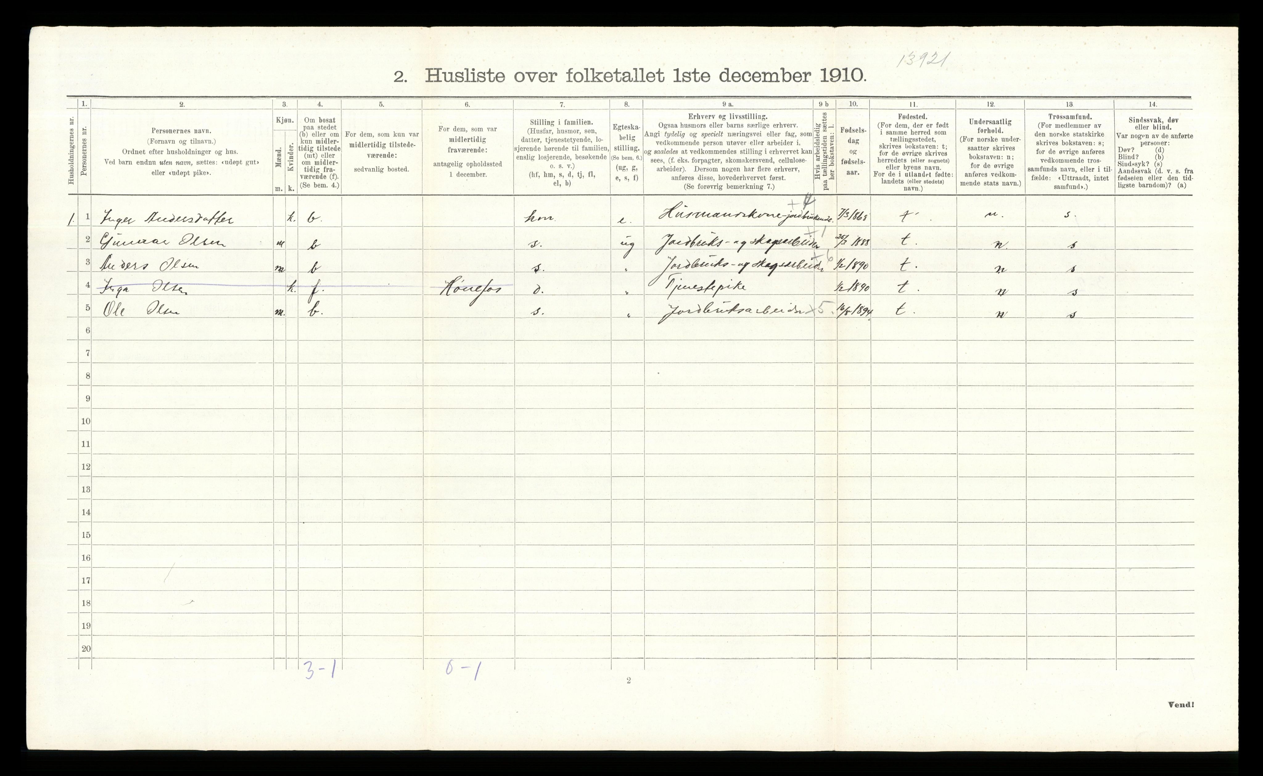 RA, Folketelling 1910 for 0540 Sør-Aurdal herred, 1910, s. 756