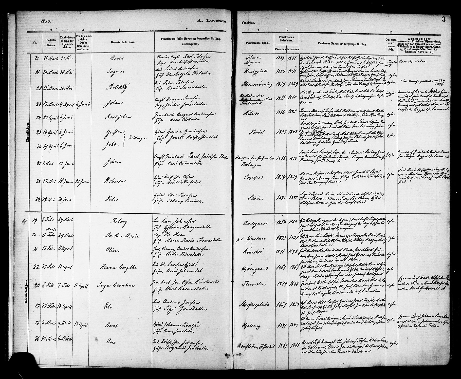 Ministerialprotokoller, klokkerbøker og fødselsregistre - Nord-Trøndelag, SAT/A-1458/703/L0030: Ministerialbok nr. 703A03, 1880-1892, s. 3