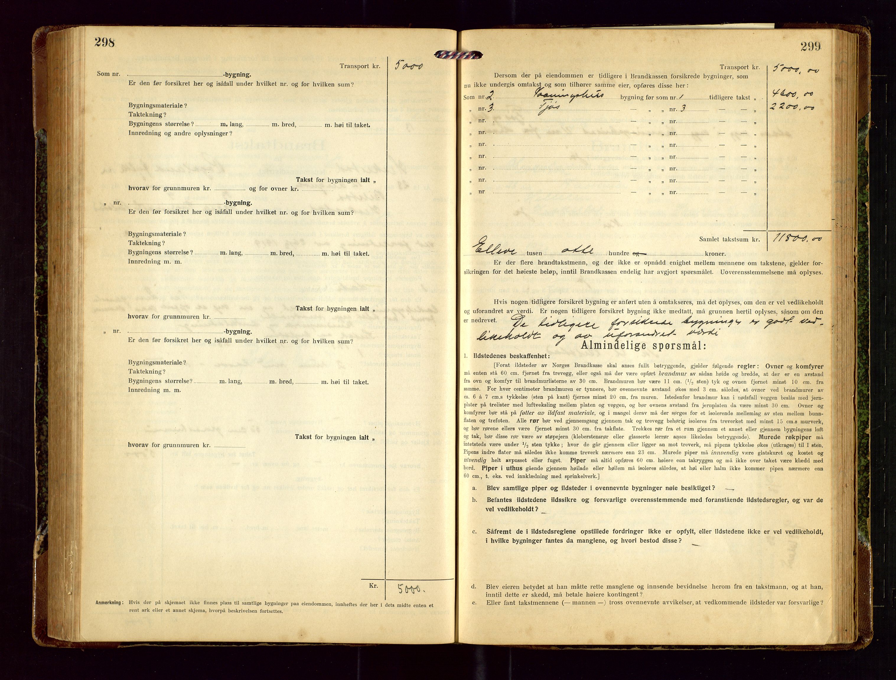 Heskestad lensmannskontor, SAST/A-100304/Gob/L0003: "Brandtakstprotokoll", 1922-1934, s. 298-299