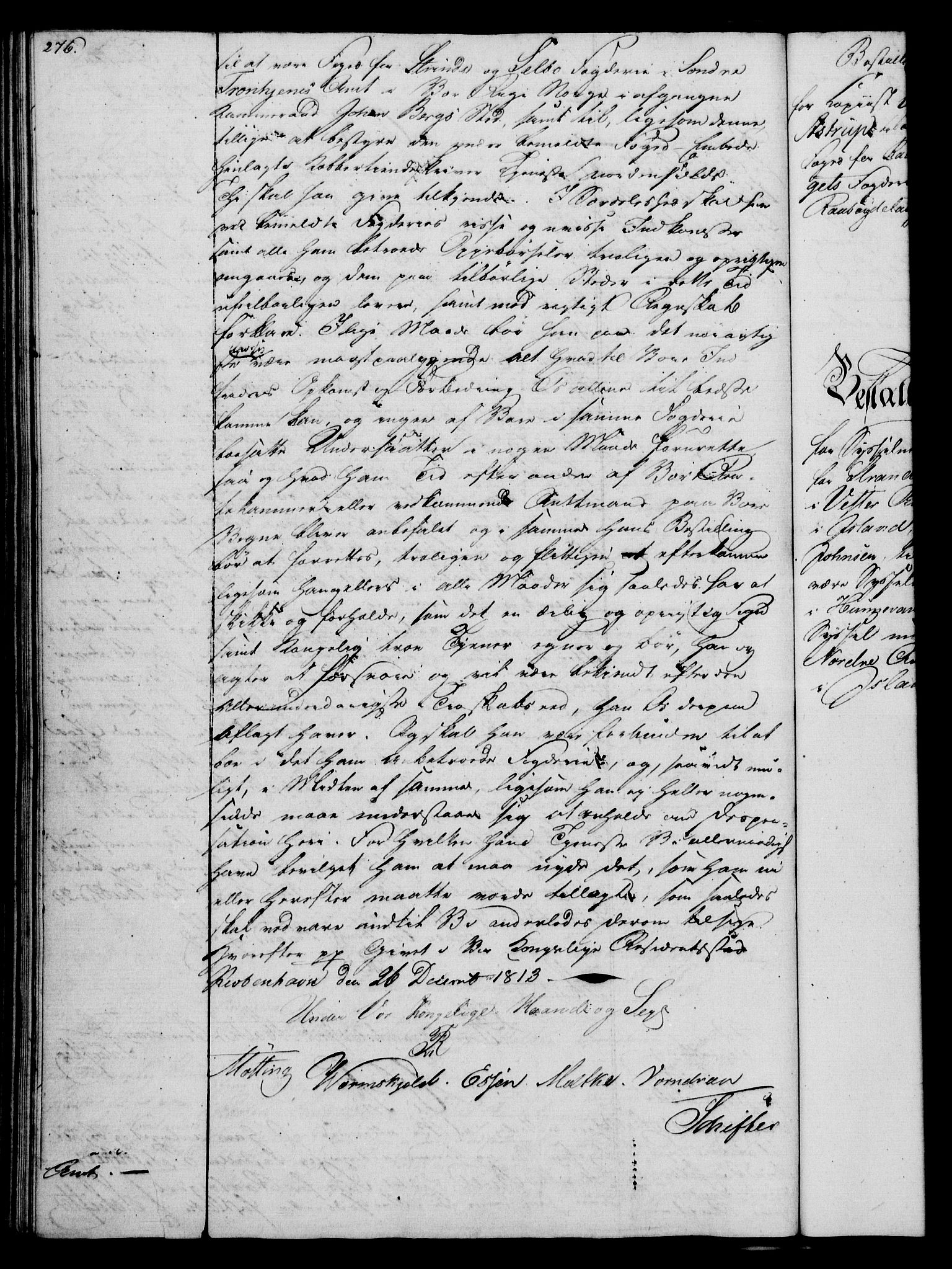 Rentekammeret, Kammerkanselliet, RA/EA-3111/G/Gg/Gge/L0006: Norsk bestallingsprotokoll med register (merket RK 53.30), 1773-1814, s. 276