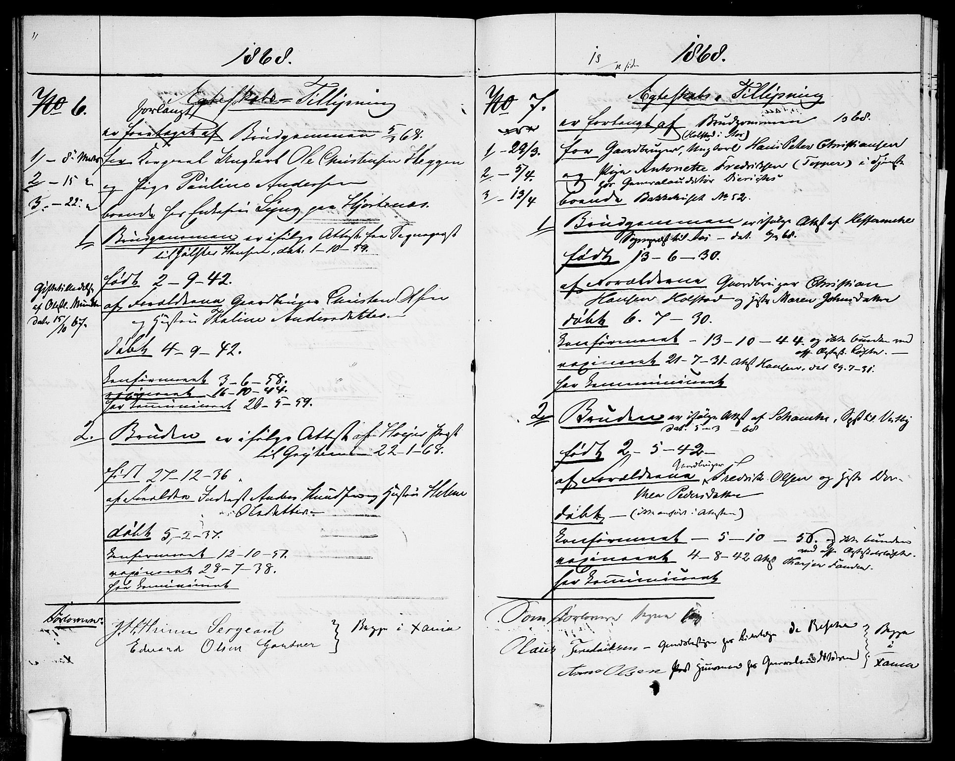 Garnisonsmenigheten Kirkebøker, AV/SAO-A-10846/H/Ha/L0006: Lysningsprotokoll nr. I 6, 1856-1872