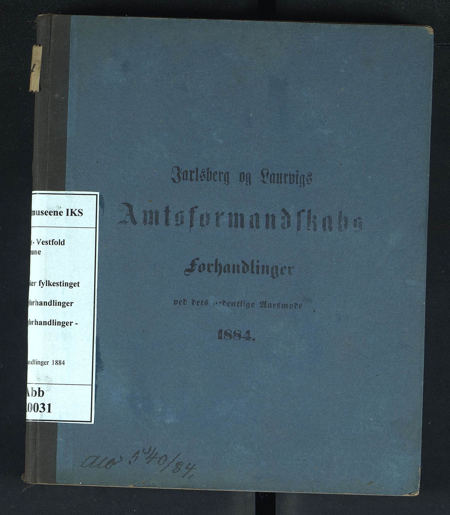 Vestfold fylkeskommune. Fylkestinget, VEMU/A-1315/A/Ab/Abb/L0031: Fylkestingsforhandlinger, 1884