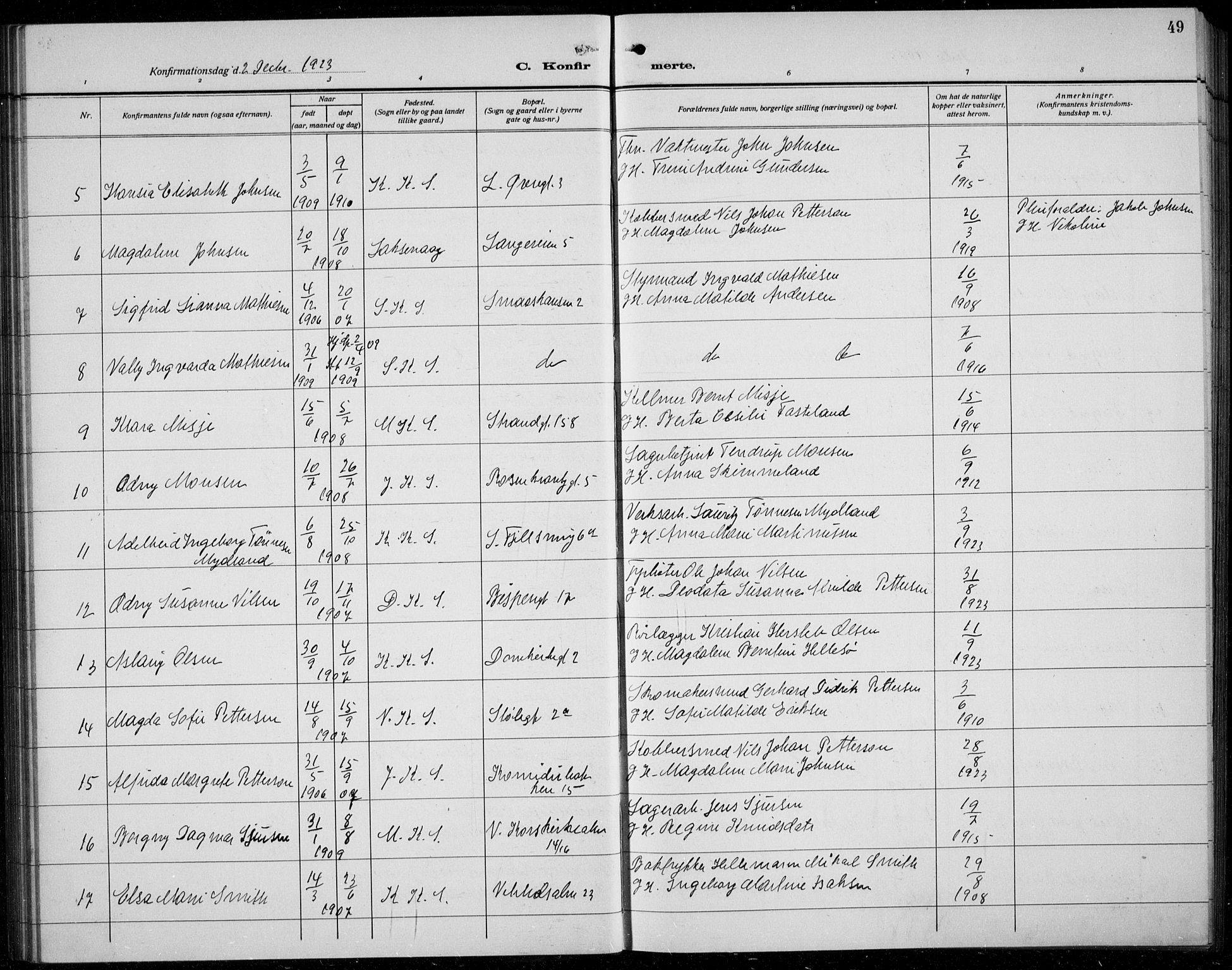 Korskirken sokneprestembete, AV/SAB-A-76101/H/Hab: Klokkerbok nr. C 6, 1918-1941, s. 49