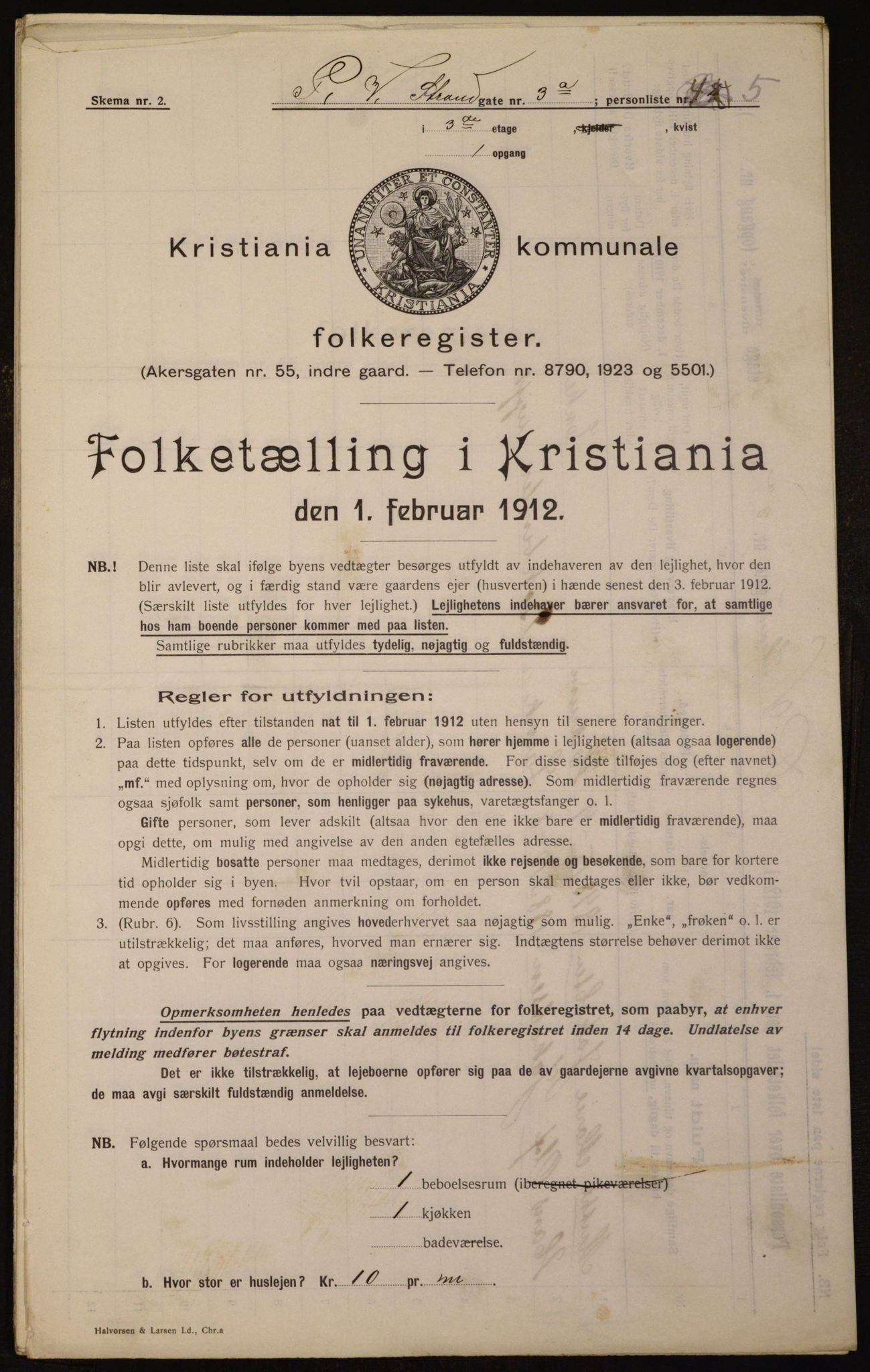 OBA, Kommunal folketelling 1.2.1912 for Kristiania, 1912, s. 103698