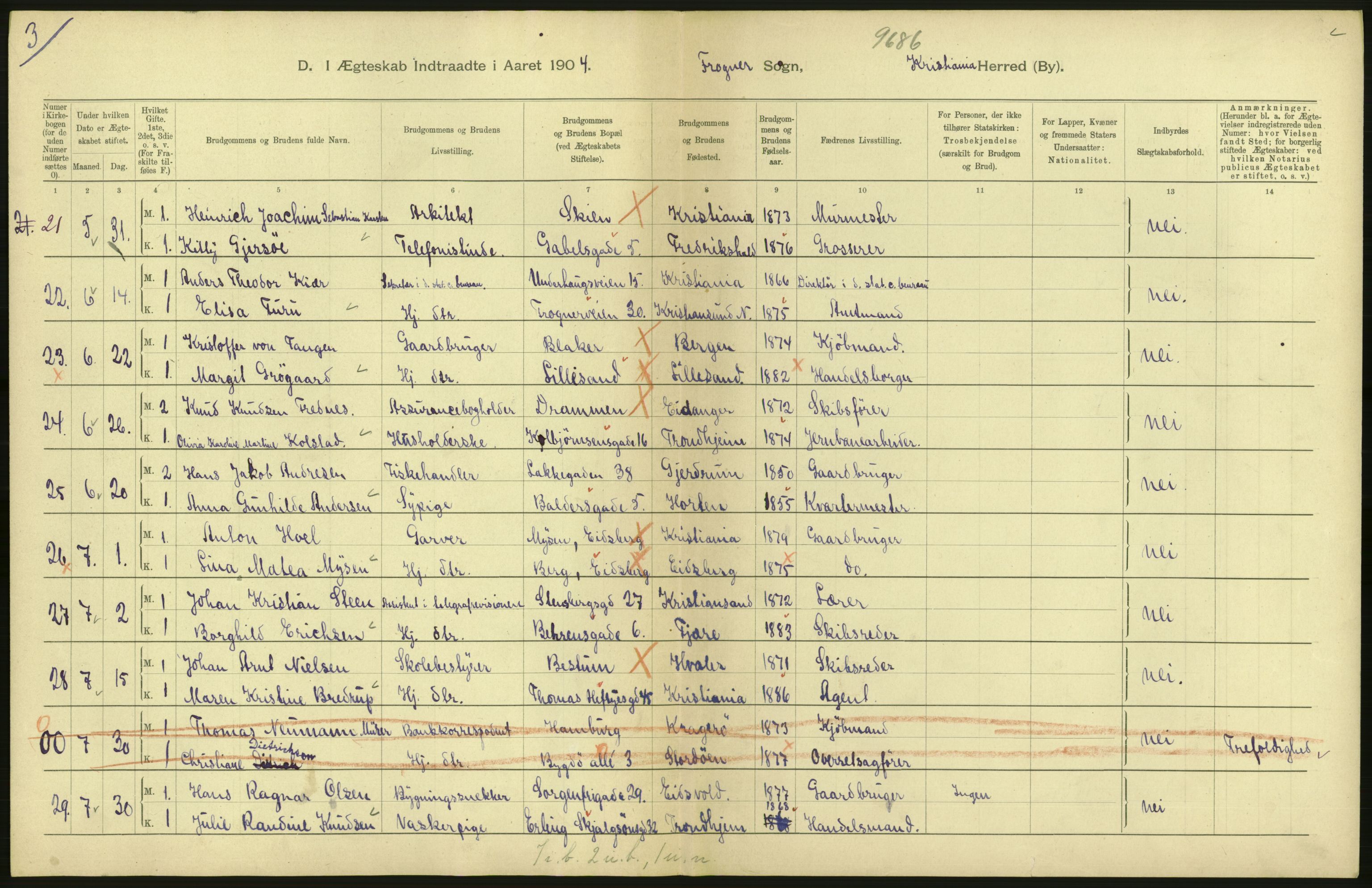 Statistisk sentralbyrå, Sosiodemografiske emner, Befolkning, RA/S-2228/D/Df/Dfa/Dfab/L0004: Kristiania: Gifte, døde, 1904, s. 224