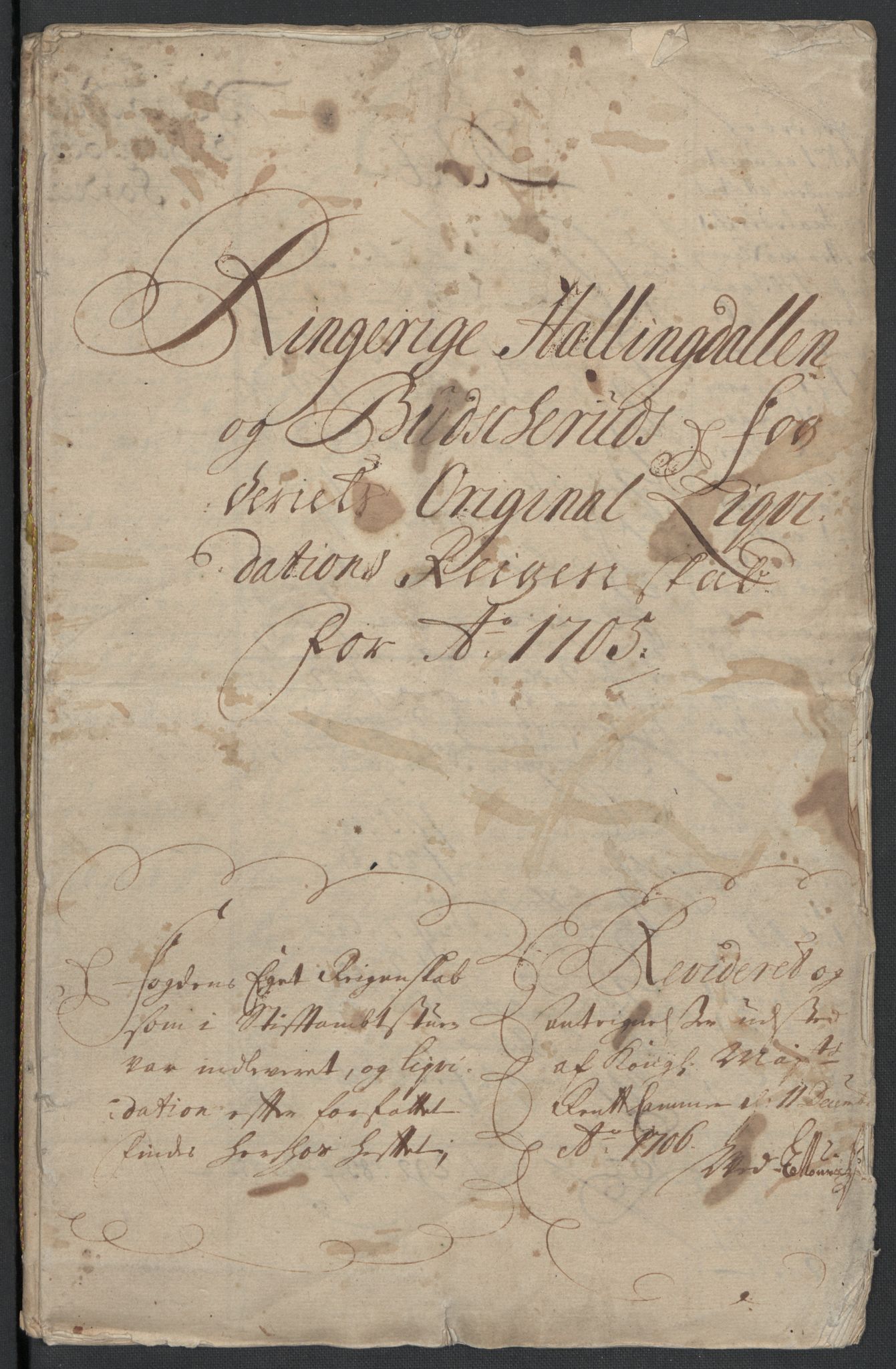 Rentekammeret inntil 1814, Reviderte regnskaper, Fogderegnskap, RA/EA-4092/R22/L1464: Fogderegnskap Ringerike, Hallingdal og Buskerud, 1705, s. 3