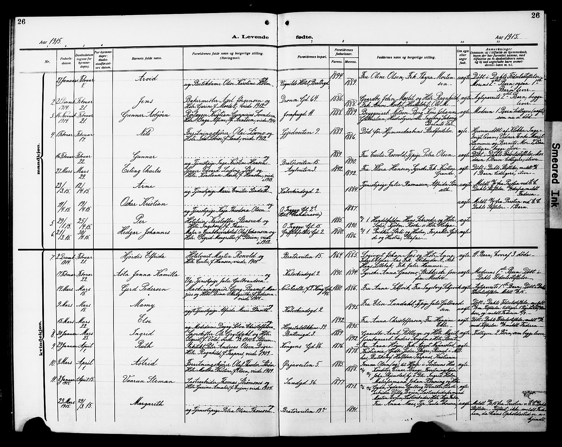 Ministerialprotokoller, klokkerbøker og fødselsregistre - Sør-Trøndelag, AV/SAT-A-1456/602/L0147: Klokkerbok nr. 602C15, 1911-1924, s. 26