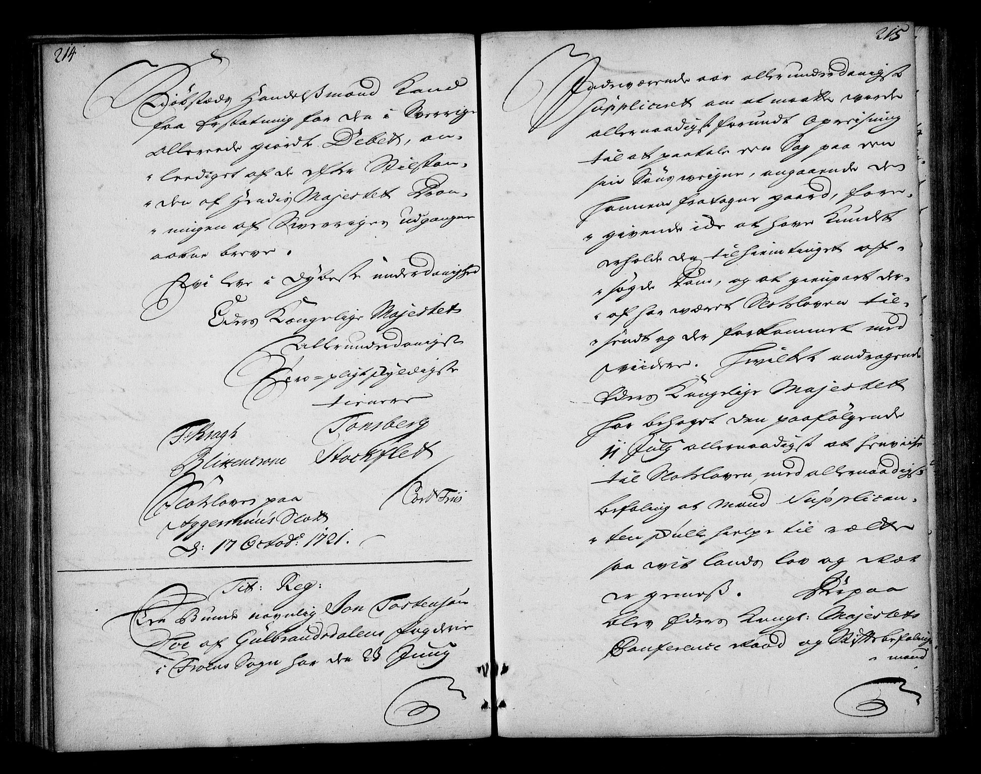 Stattholderembetet 1572-1771, AV/RA-EA-2870/Bd/L0003: Relasjonsprotokoll, 1720-1722, s. 214-215