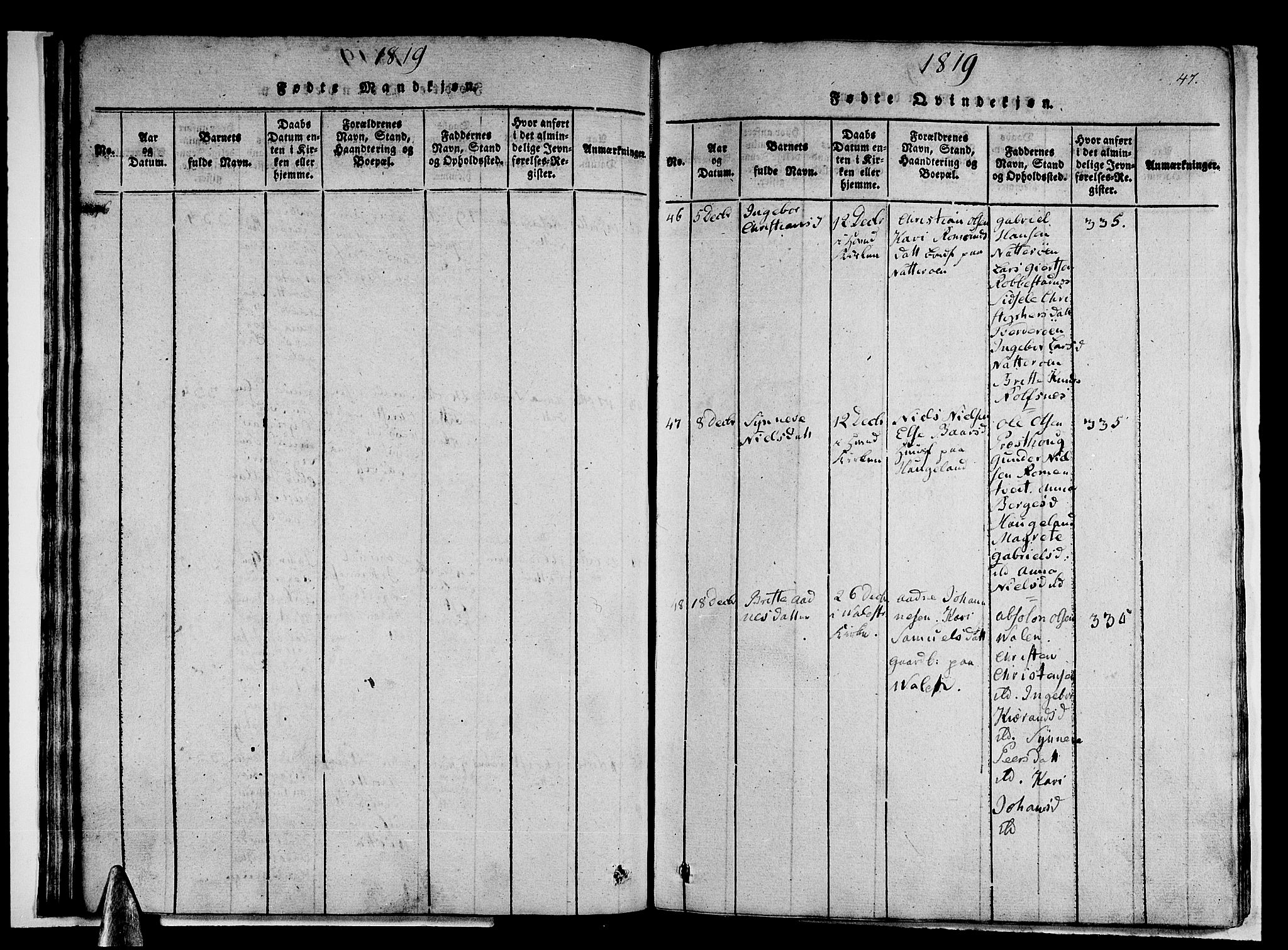 Stord sokneprestembete, AV/SAB-A-78201/H/Haa: Ministerialbok nr. A 5, 1816-1825, s. 47