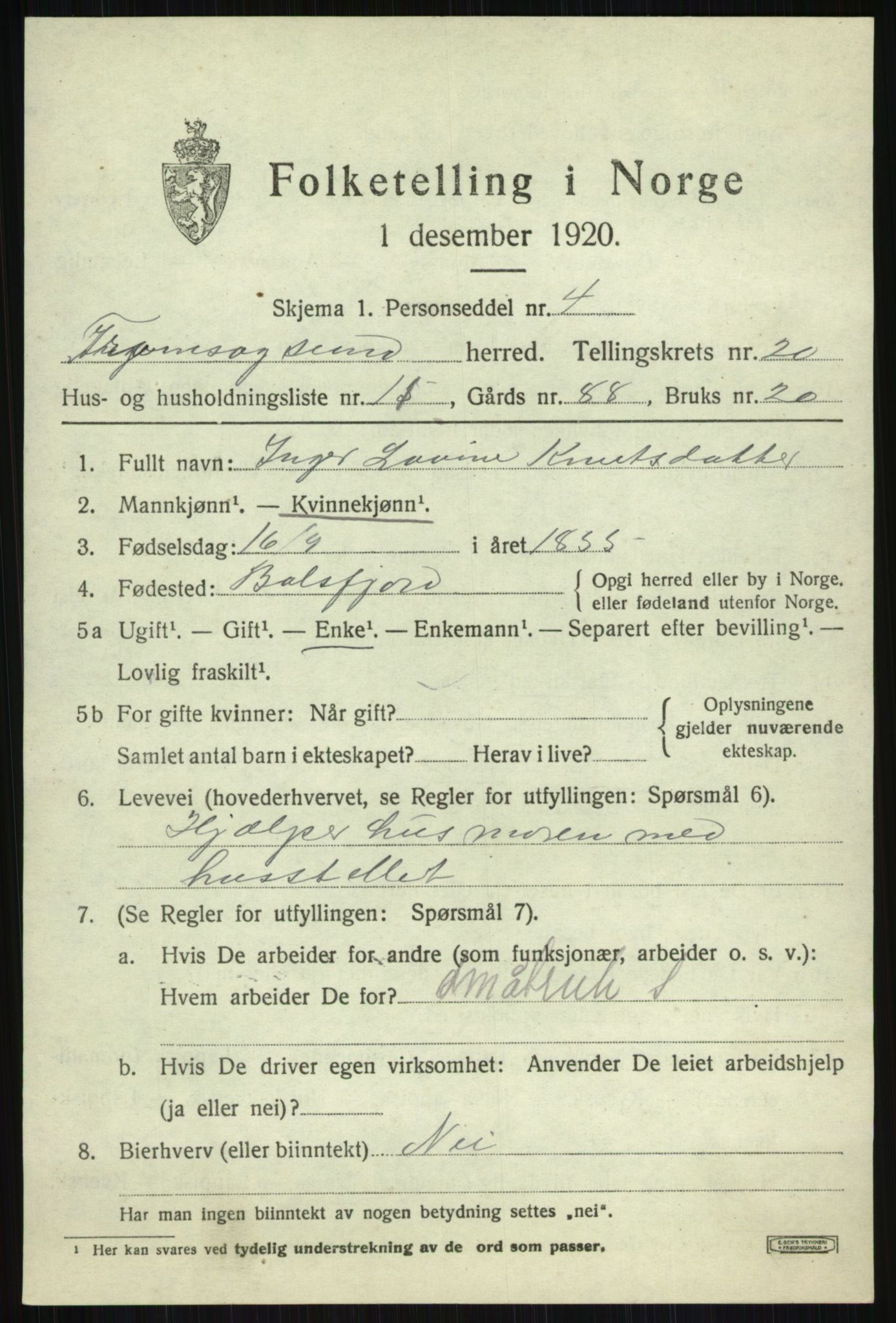SATØ, Folketelling 1920 for 1934 Tromsøysund herred, 1920, s. 10716