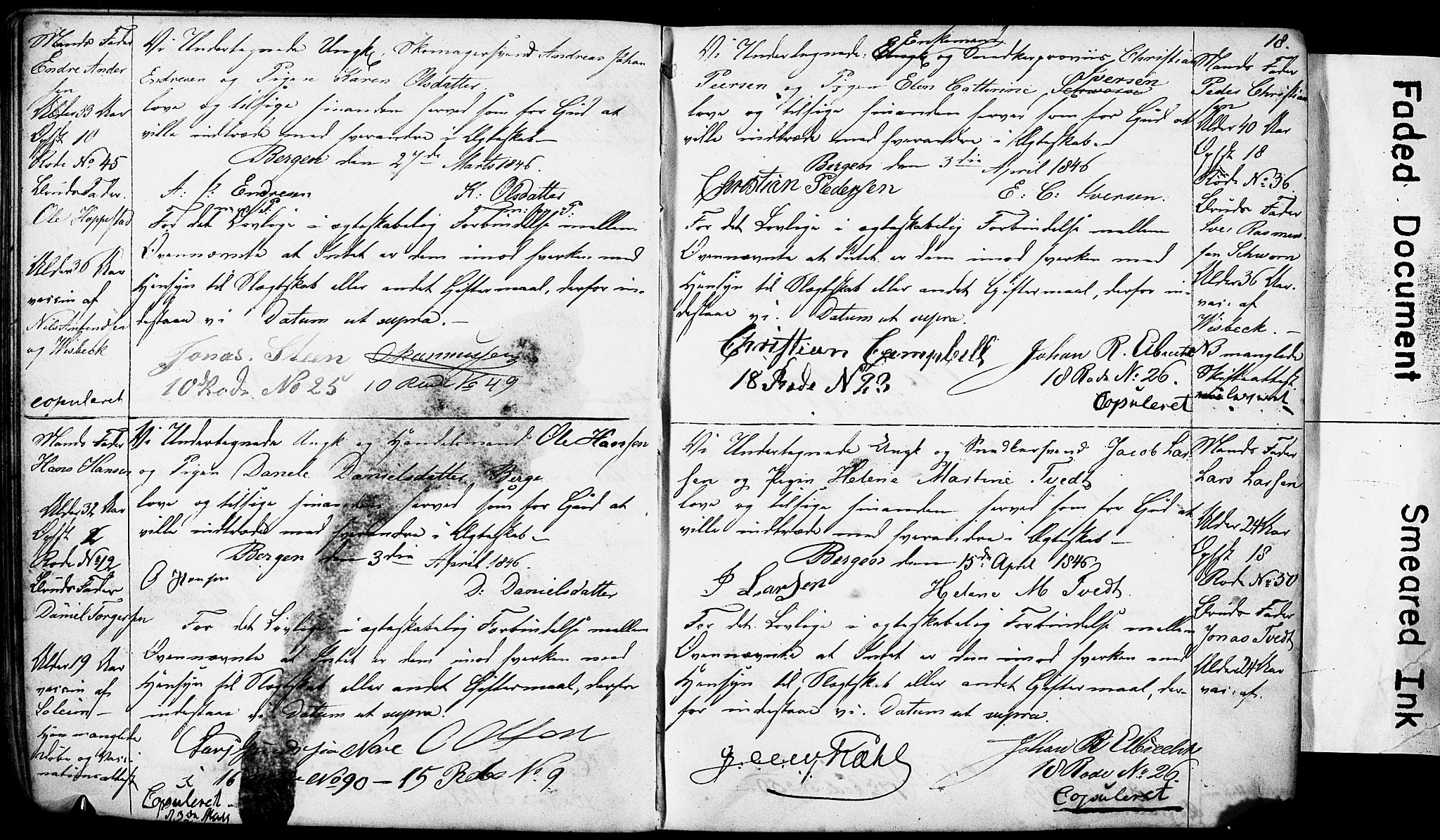 Domkirken sokneprestembete, SAB/A-74801: Forlovererklæringer nr. II.5.4, 1845-1852, s. 18