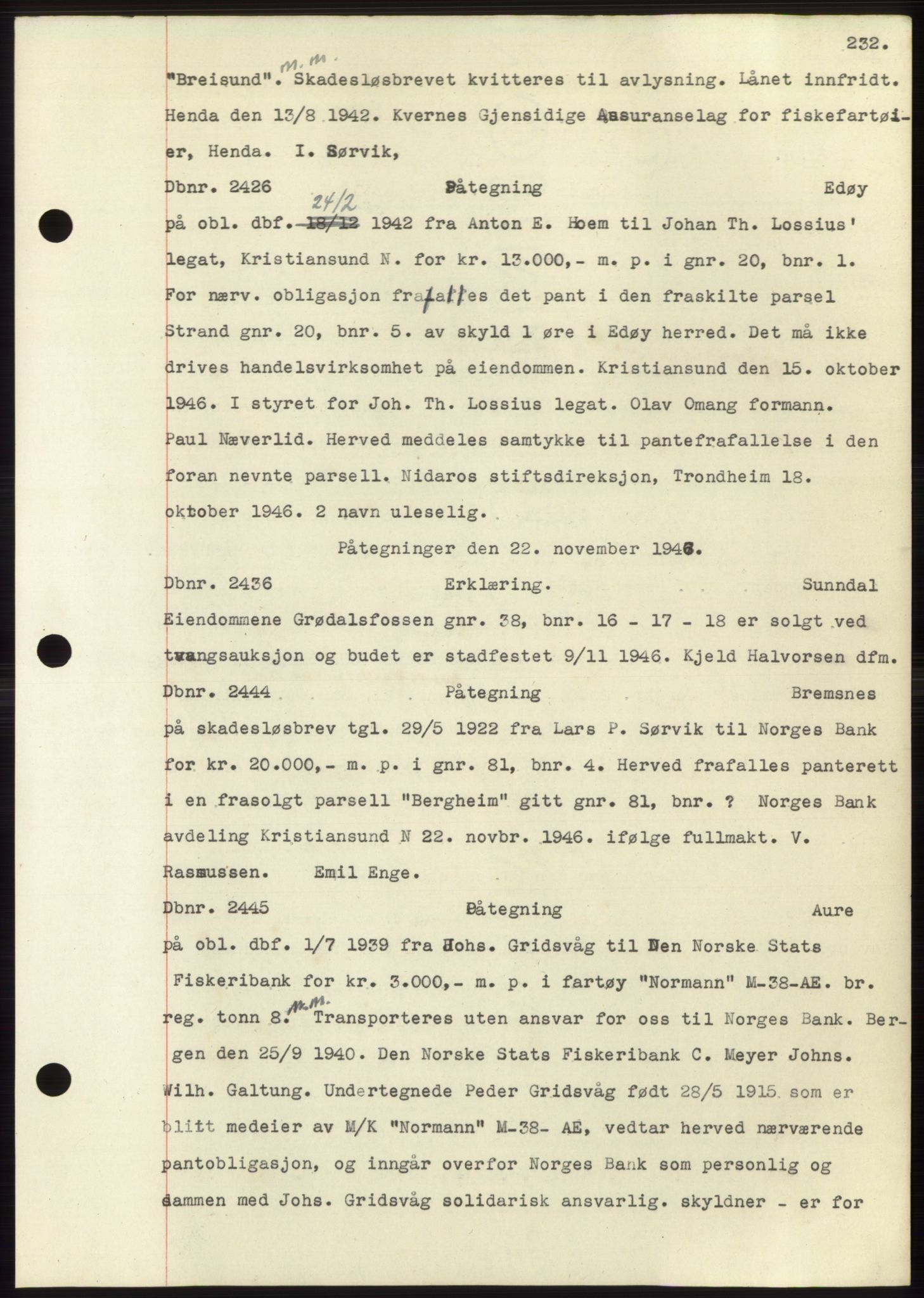 Nordmøre sorenskriveri, SAT/A-4132/1/2/2Ca: Pantebok nr. C82b, 1946-1951, Dagboknr: 2426/1946