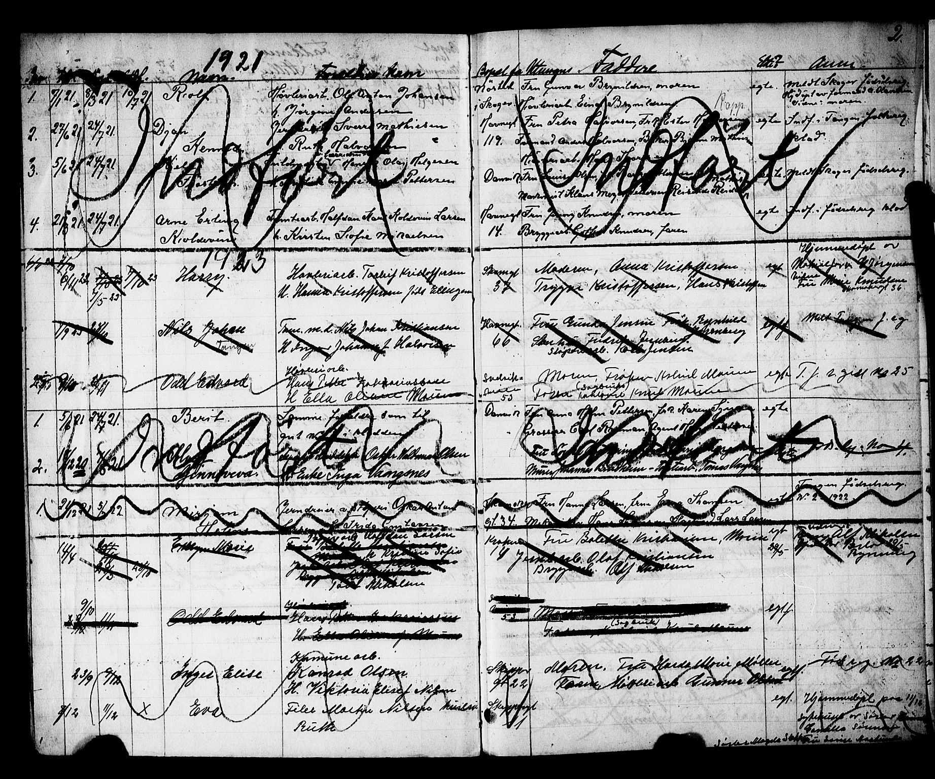 Strømsø kirkebøker, AV/SAKO-A-246/Y/Yb/L0003: Kladd til kirkebok nr. II 3, 1921-1925, s. 2