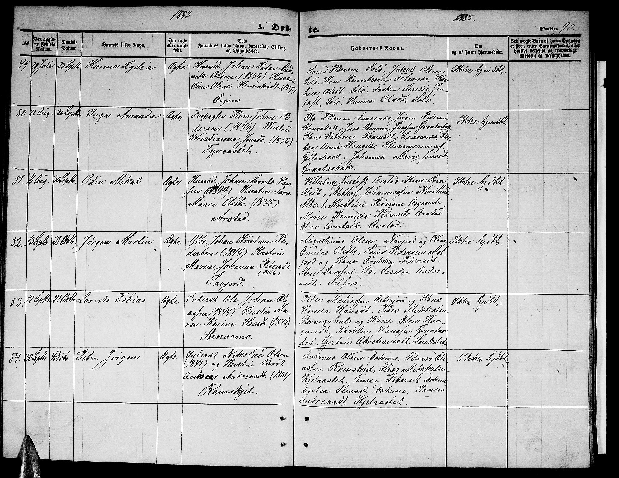 Ministerialprotokoller, klokkerbøker og fødselsregistre - Nordland, AV/SAT-A-1459/846/L0653: Klokkerbok nr. 846C03, 1872-1887, s. 90