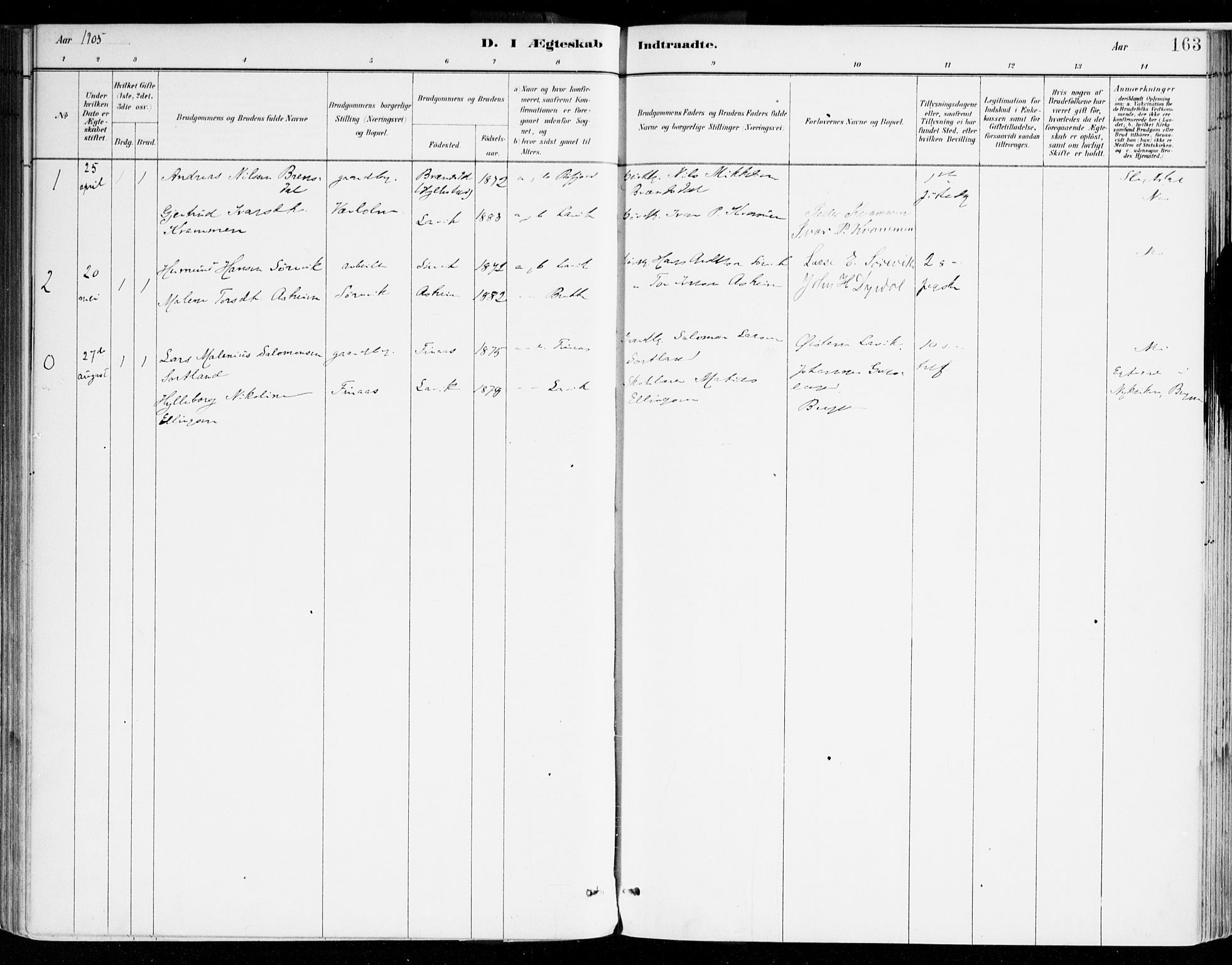 Lavik sokneprestembete, SAB/A-80901: Ministerialbok nr. B 1, 1882-1908, s. 163