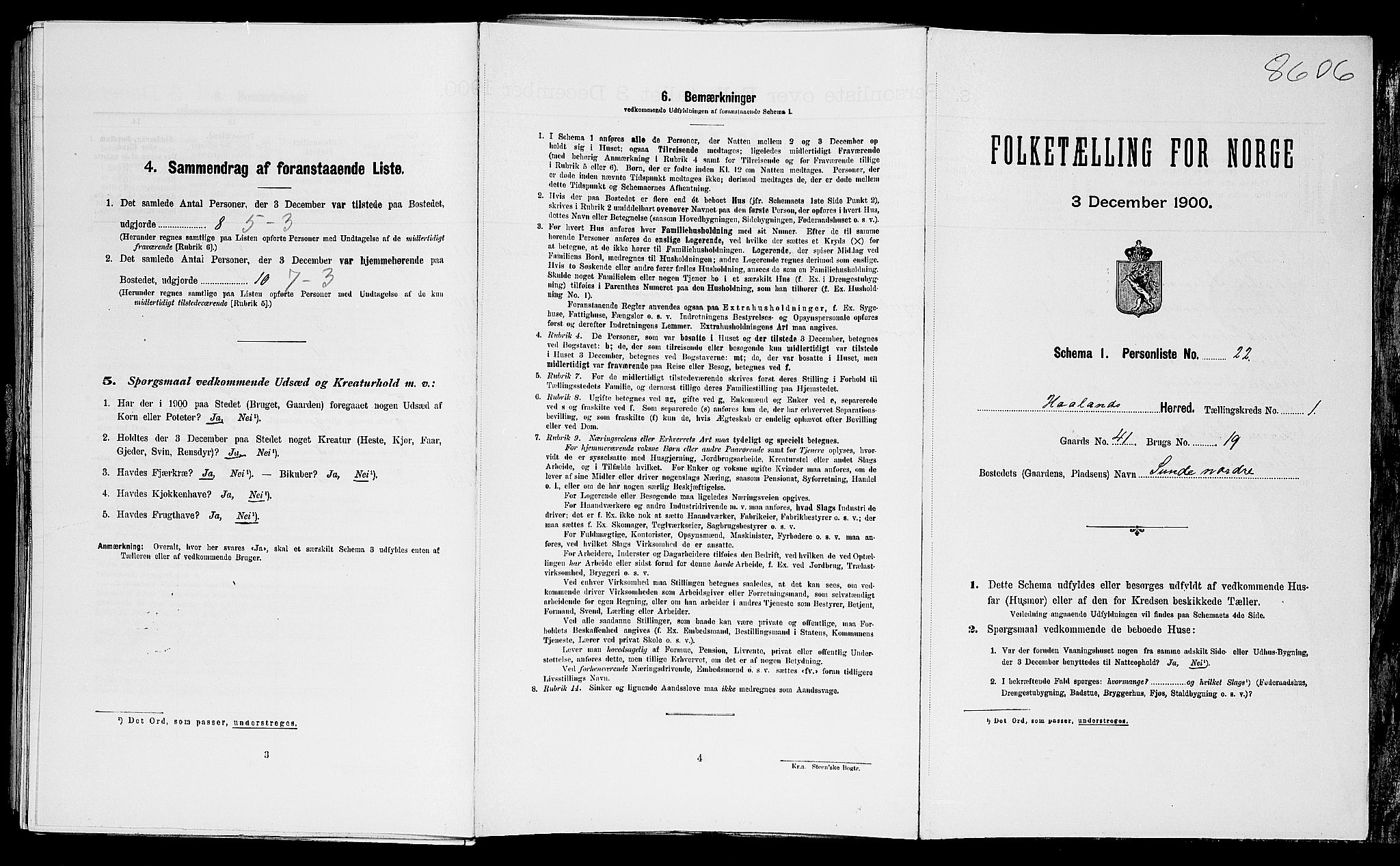 SAST, Folketelling 1900 for 1124 Haaland herred, 1900, s. 140