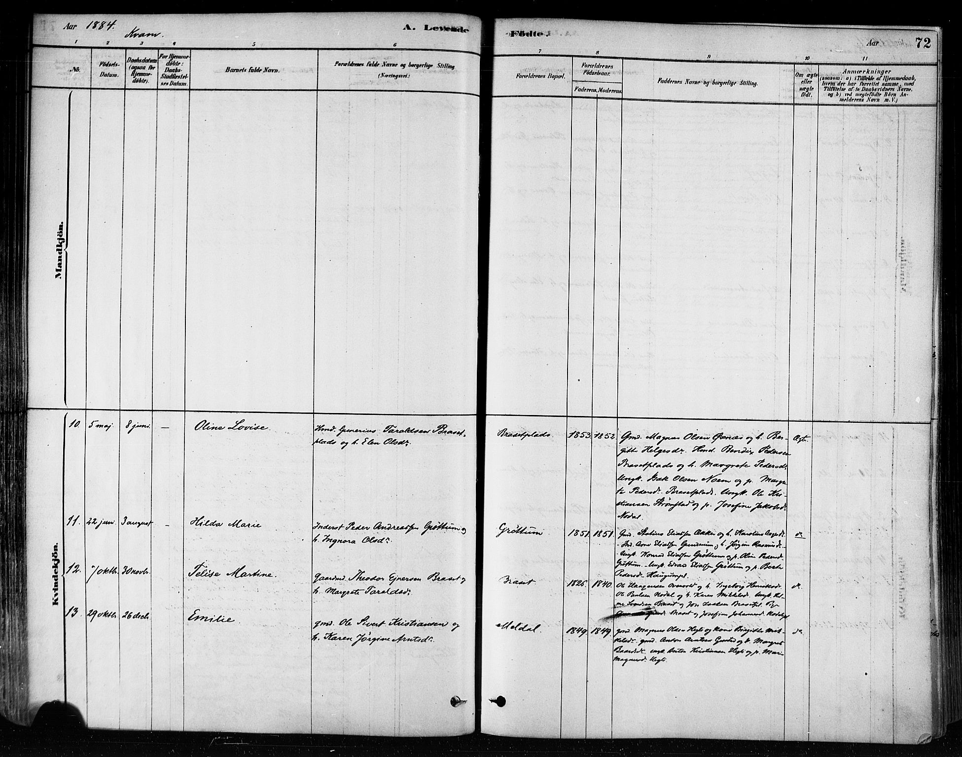 Ministerialprotokoller, klokkerbøker og fødselsregistre - Nord-Trøndelag, SAT/A-1458/746/L0449: Ministerialbok nr. 746A07 /2, 1878-1899, s. 72