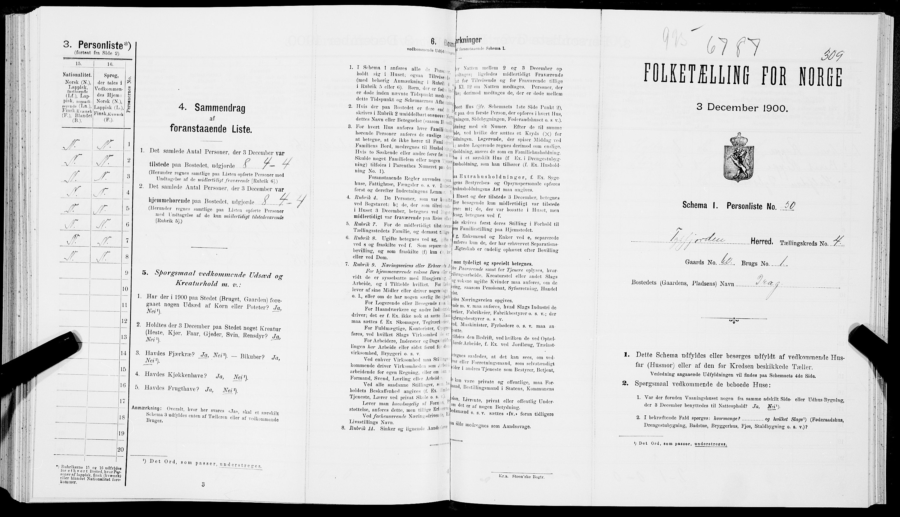 SAT, Folketelling 1900 for 1850 Tysfjord herred, 1900, s. 606
