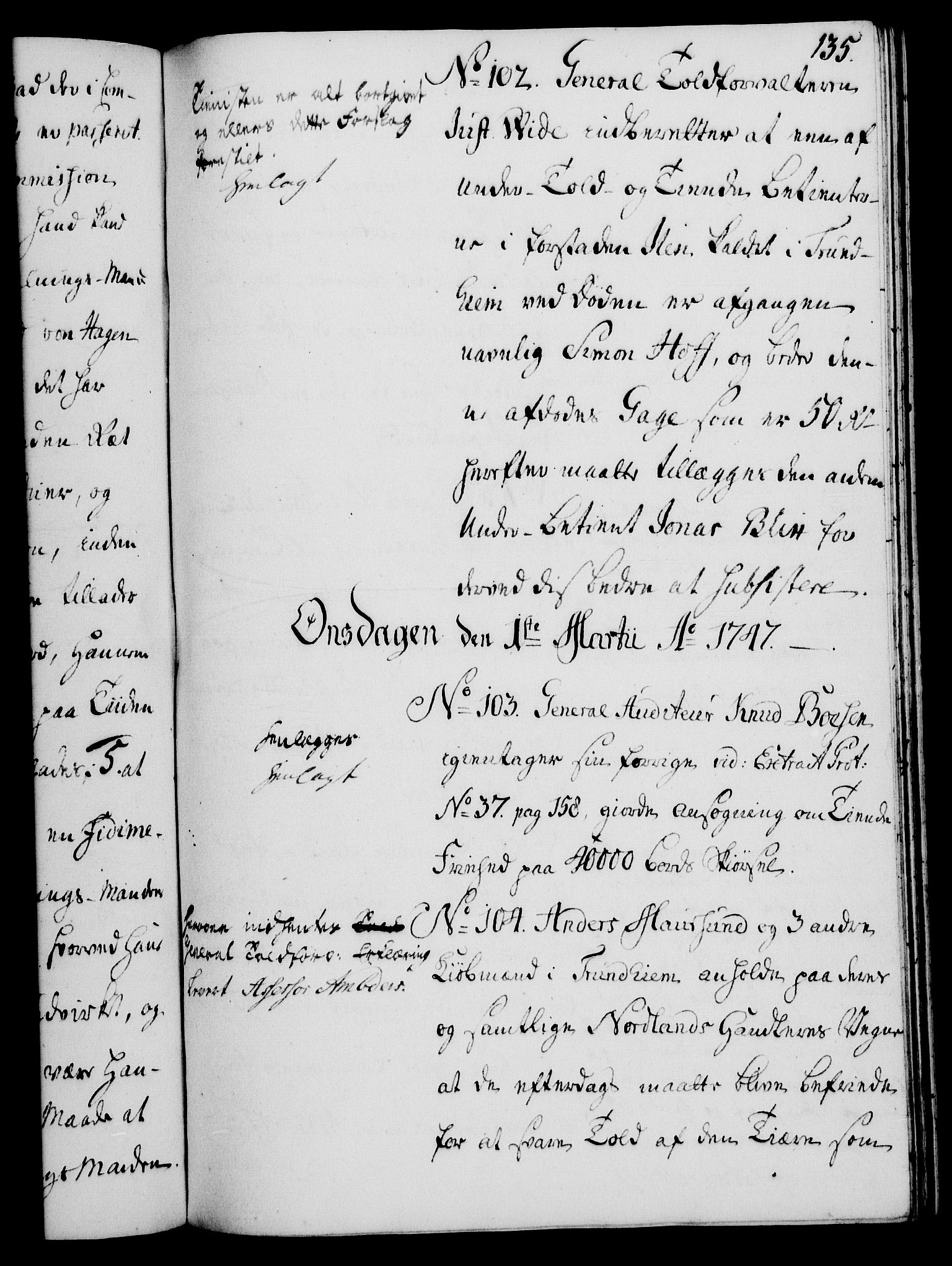 Rentekammeret, Kammerkanselliet, RA/EA-3111/G/Gh/Gha/L0028: Norsk ekstraktmemorialprotokoll (merket RK 53.73), 1746-1748, s. 135