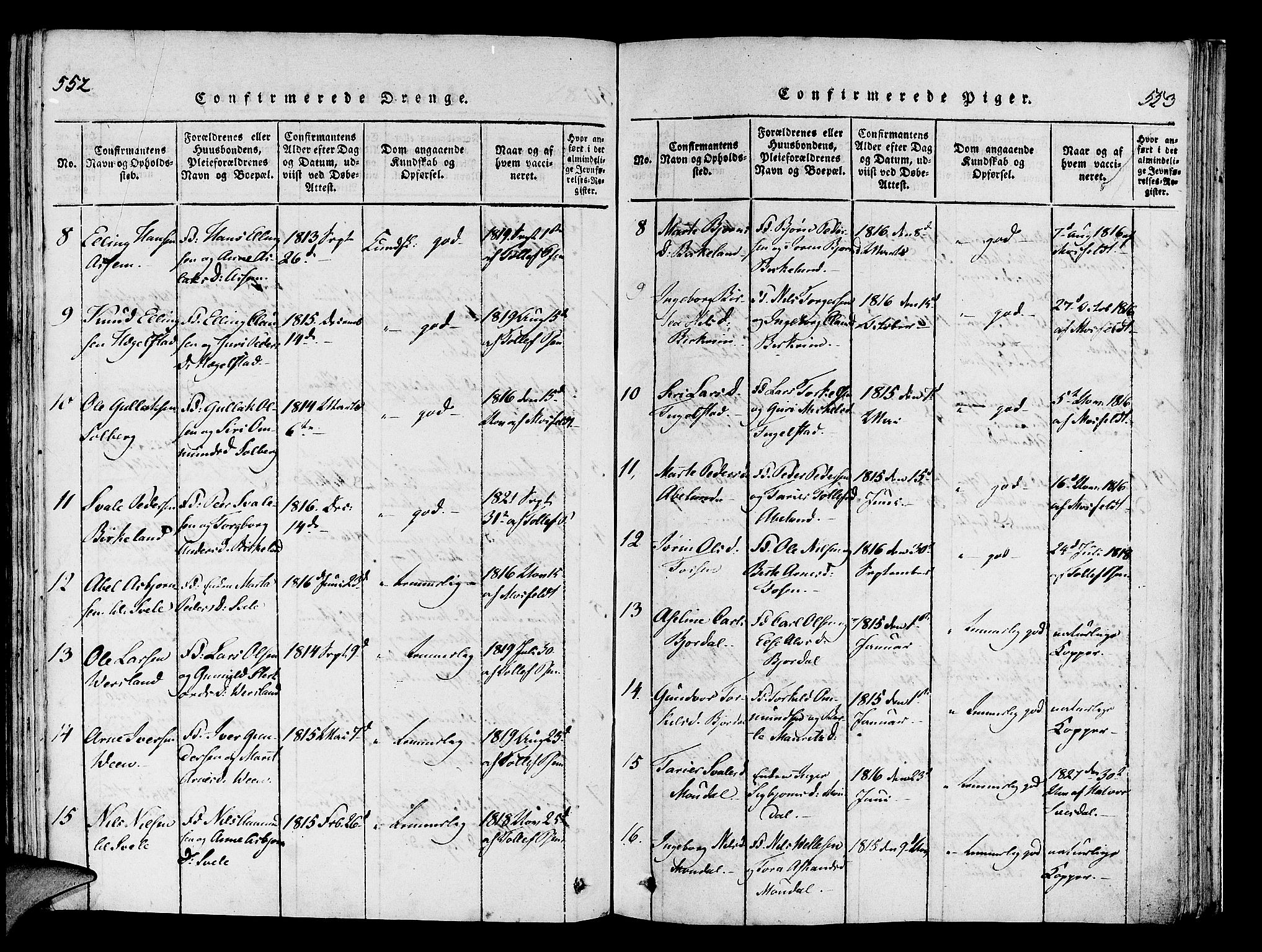 Helleland sokneprestkontor, SAST/A-101810: Ministerialbok nr. A 5, 1815-1834, s. 552-553