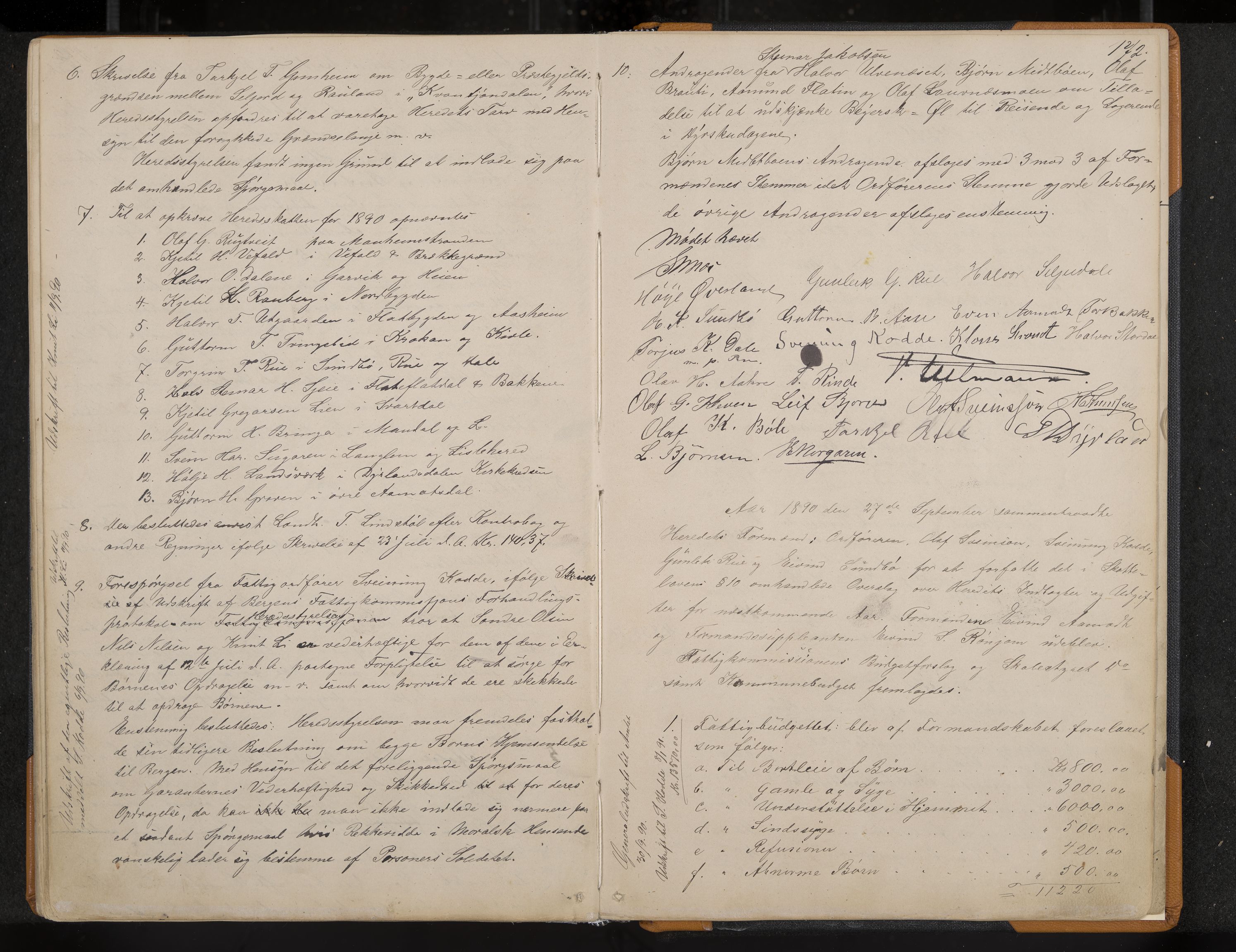 Seljord formannskap og sentraladministrasjon, IKAK/0828021/A/Aa/L0002: Møtebok med register, 1879-1890, s. 172