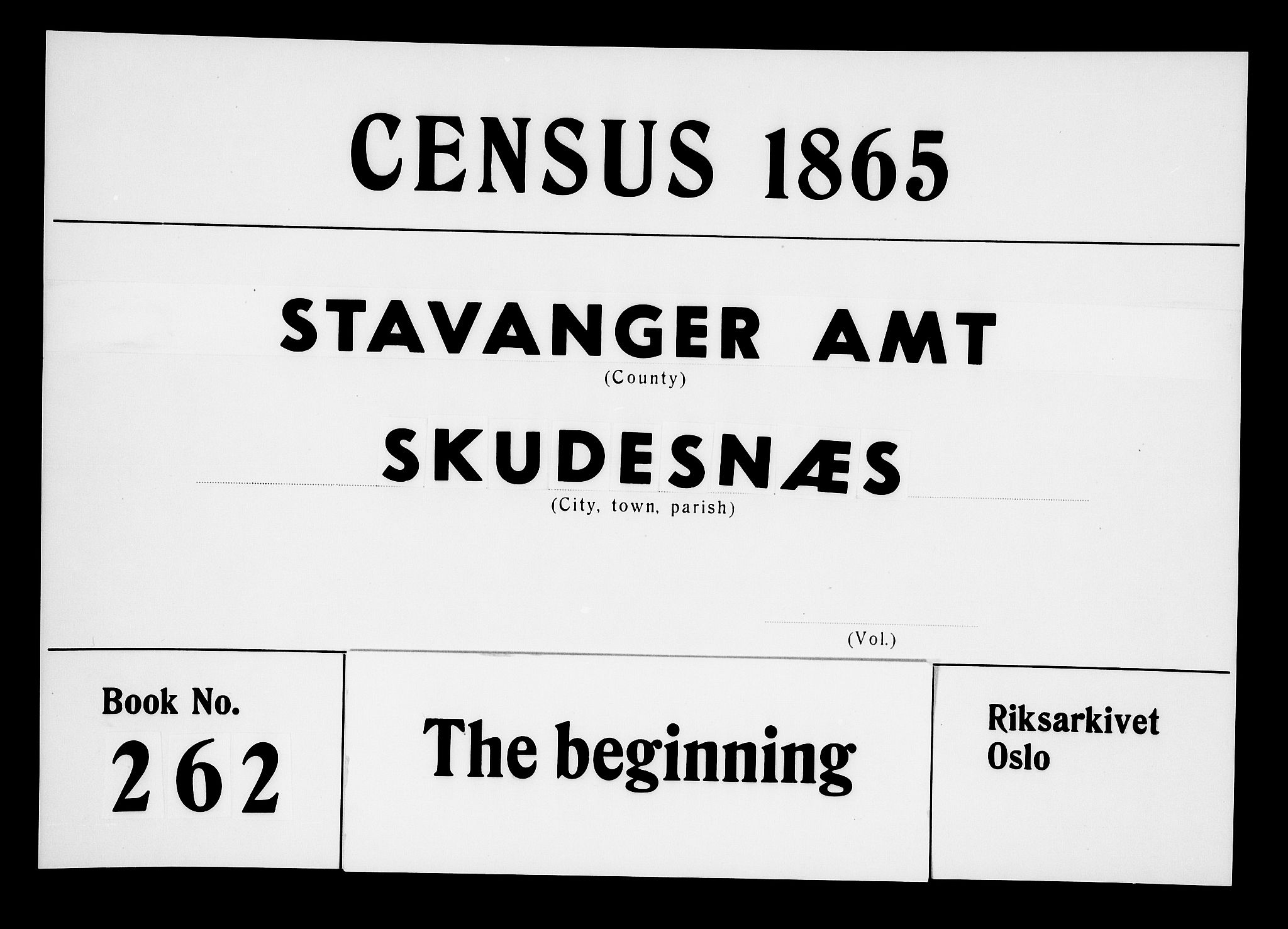 RA, Folketelling 1865 for 1150P Skudenes prestegjeld, 1865, s. 1