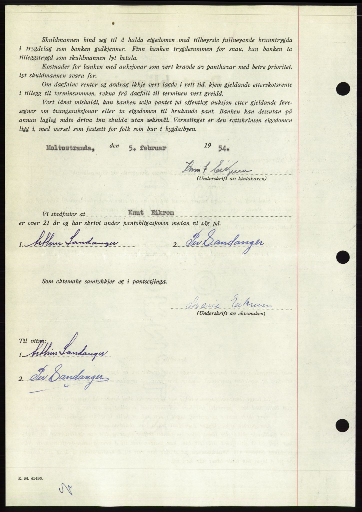 Søre Sunnmøre sorenskriveri, AV/SAT-A-4122/1/2/2C/L0124: Pantebok nr. 12B, 1953-1954, Dagboknr: 850/1954