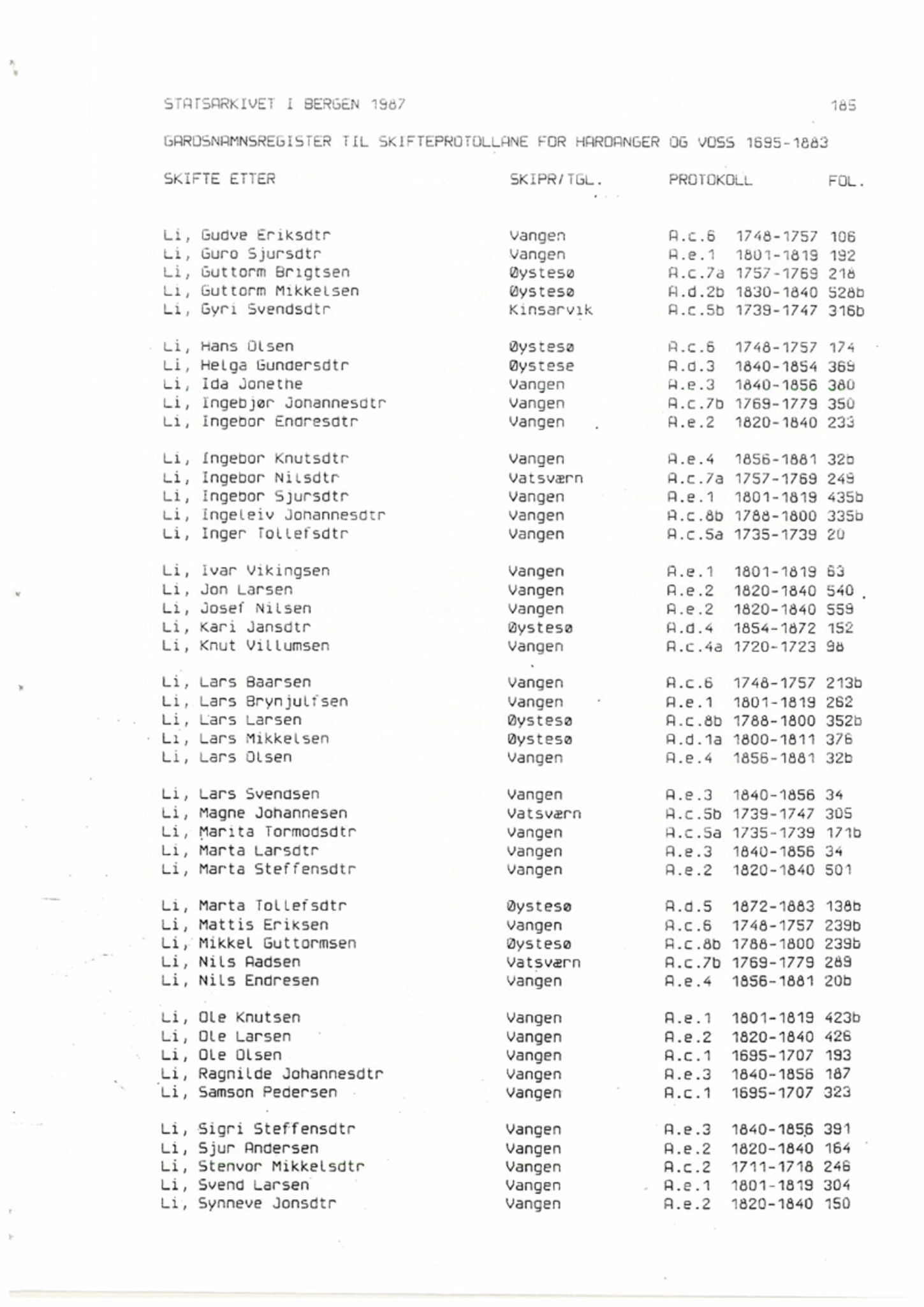 Hardanger og Voss sorenskriveri, AV/SAB-A-2501/4, 1695-1883, s. 1185