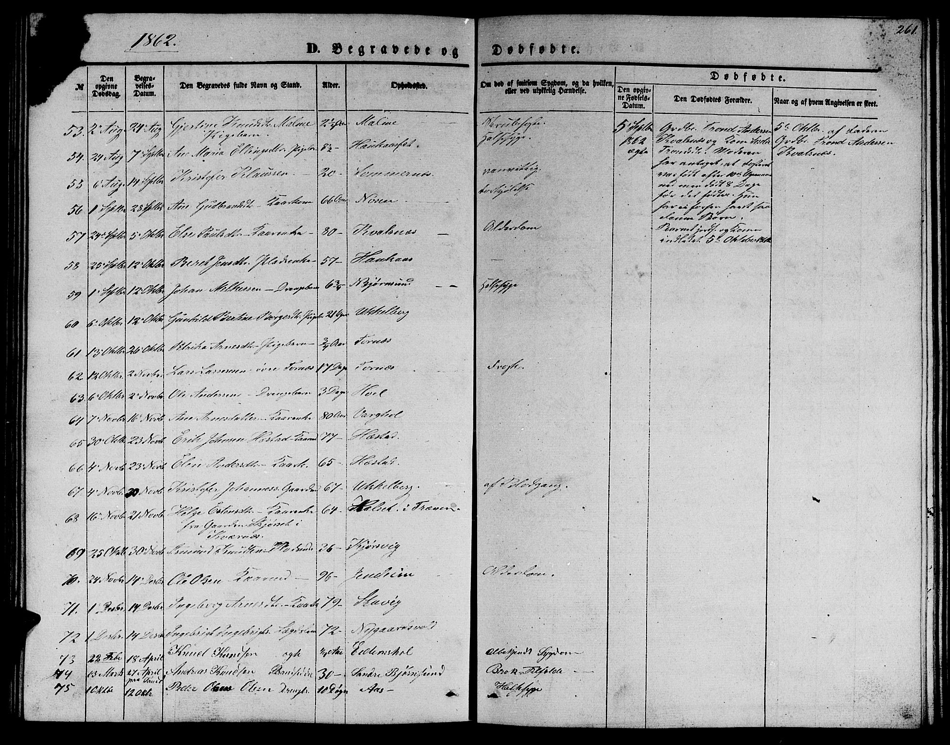 Ministerialprotokoller, klokkerbøker og fødselsregistre - Møre og Romsdal, AV/SAT-A-1454/565/L0753: Klokkerbok nr. 565C02, 1845-1870, s. 261