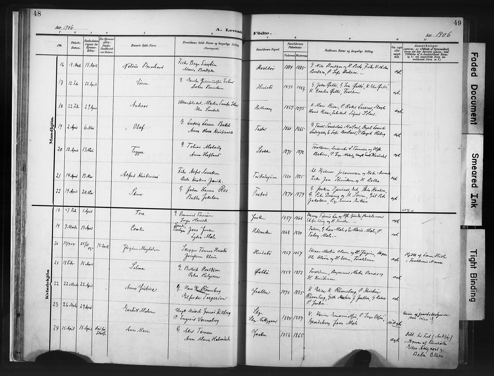 Hetland sokneprestkontor, AV/SAST-A-101826/30/30BA/L0013: Ministerialbok nr. A 13, 1904-1918, s. 48-49