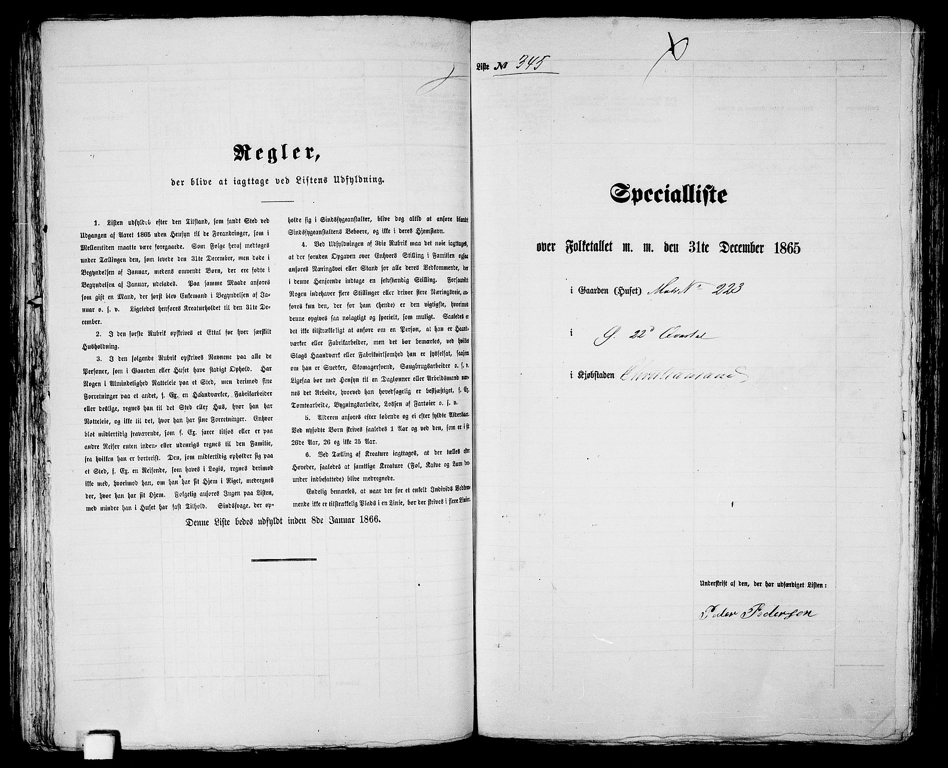 RA, Folketelling 1865 for 1001P Kristiansand prestegjeld, 1865, s. 711