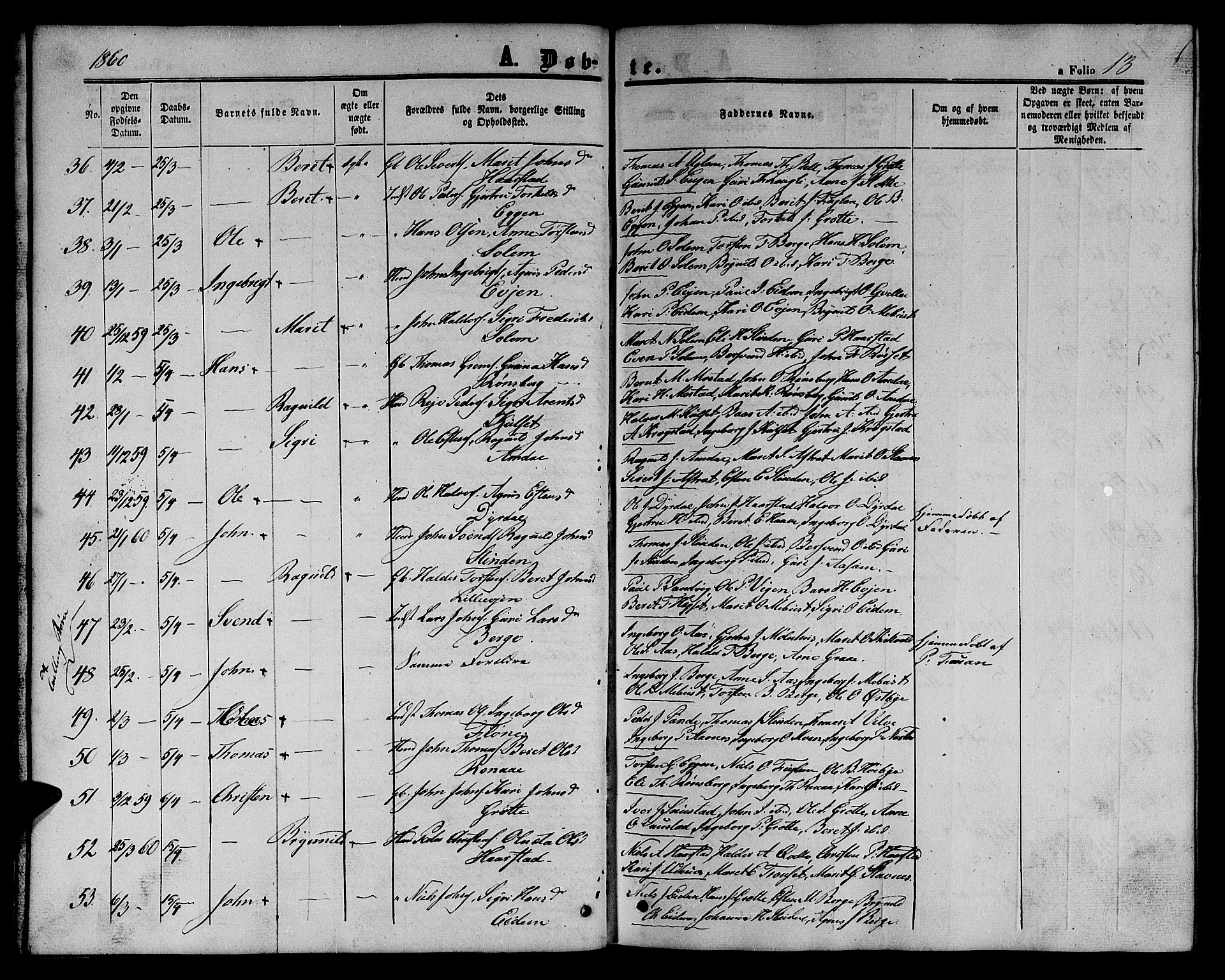 Ministerialprotokoller, klokkerbøker og fødselsregistre - Sør-Trøndelag, AV/SAT-A-1456/695/L1155: Klokkerbok nr. 695C06, 1859-1868, s. 13