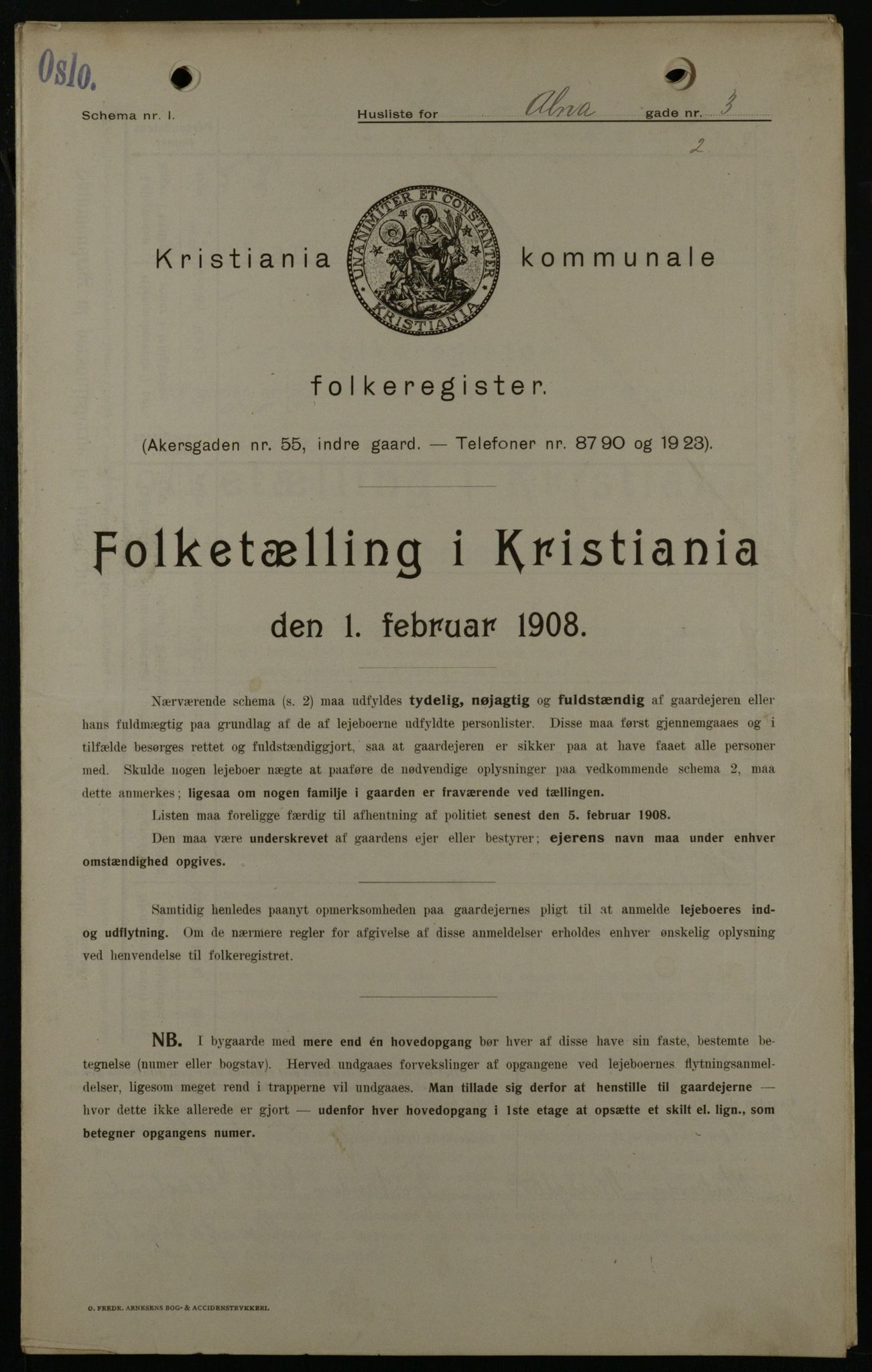 OBA, Kommunal folketelling 1.2.1908 for Kristiania kjøpstad, 1908, s. 1384