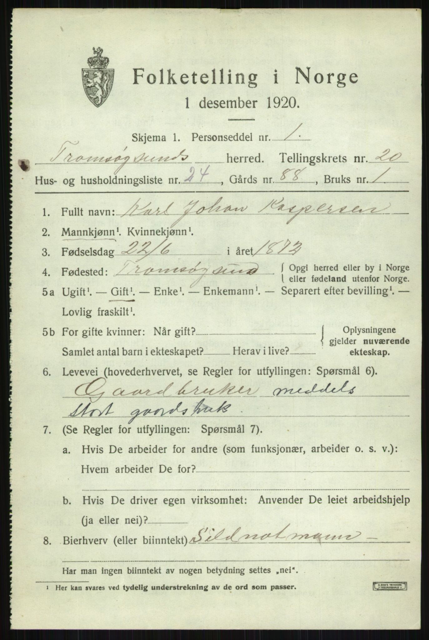 SATØ, Folketelling 1920 for 1934 Tromsøysund herred, 1920, s. 10812