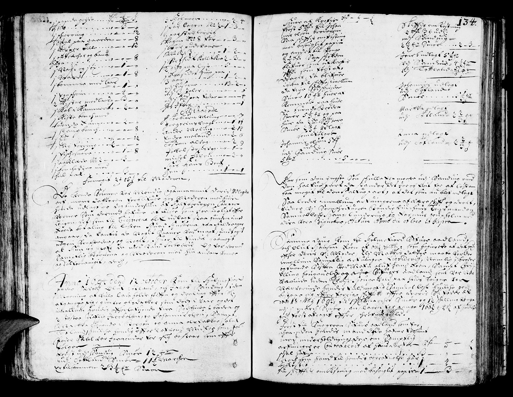 Sunnhordland sorenskrivar, SAB/A-2401/1/H/Ha/Haa/L0002: Skifteprotokollar. Register på kort. Fol 290- ut, 1693-1695, s. 133b-134a