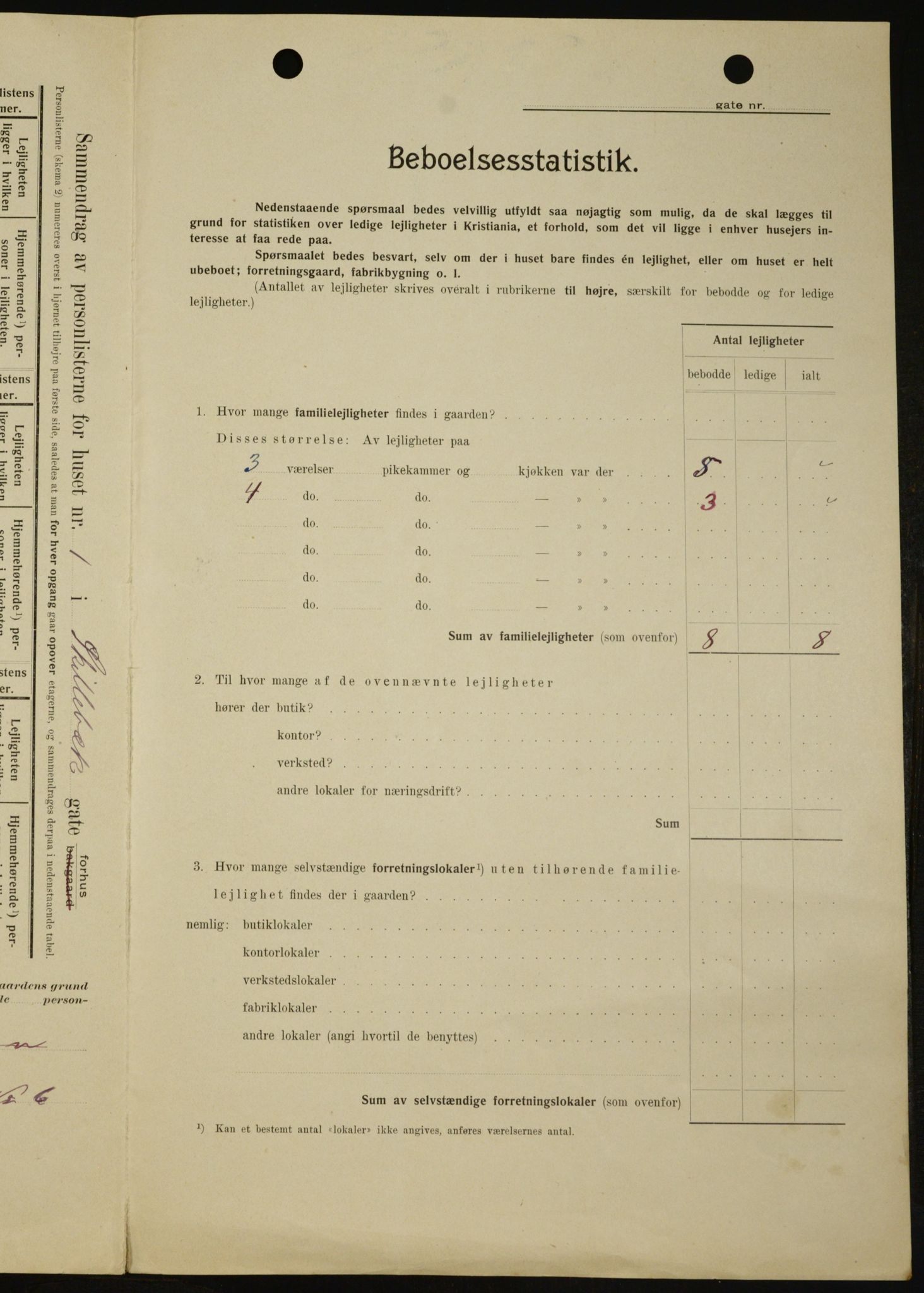 OBA, Kommunal folketelling 1.2.1909 for Kristiania kjøpstad, 1909, s. 86487